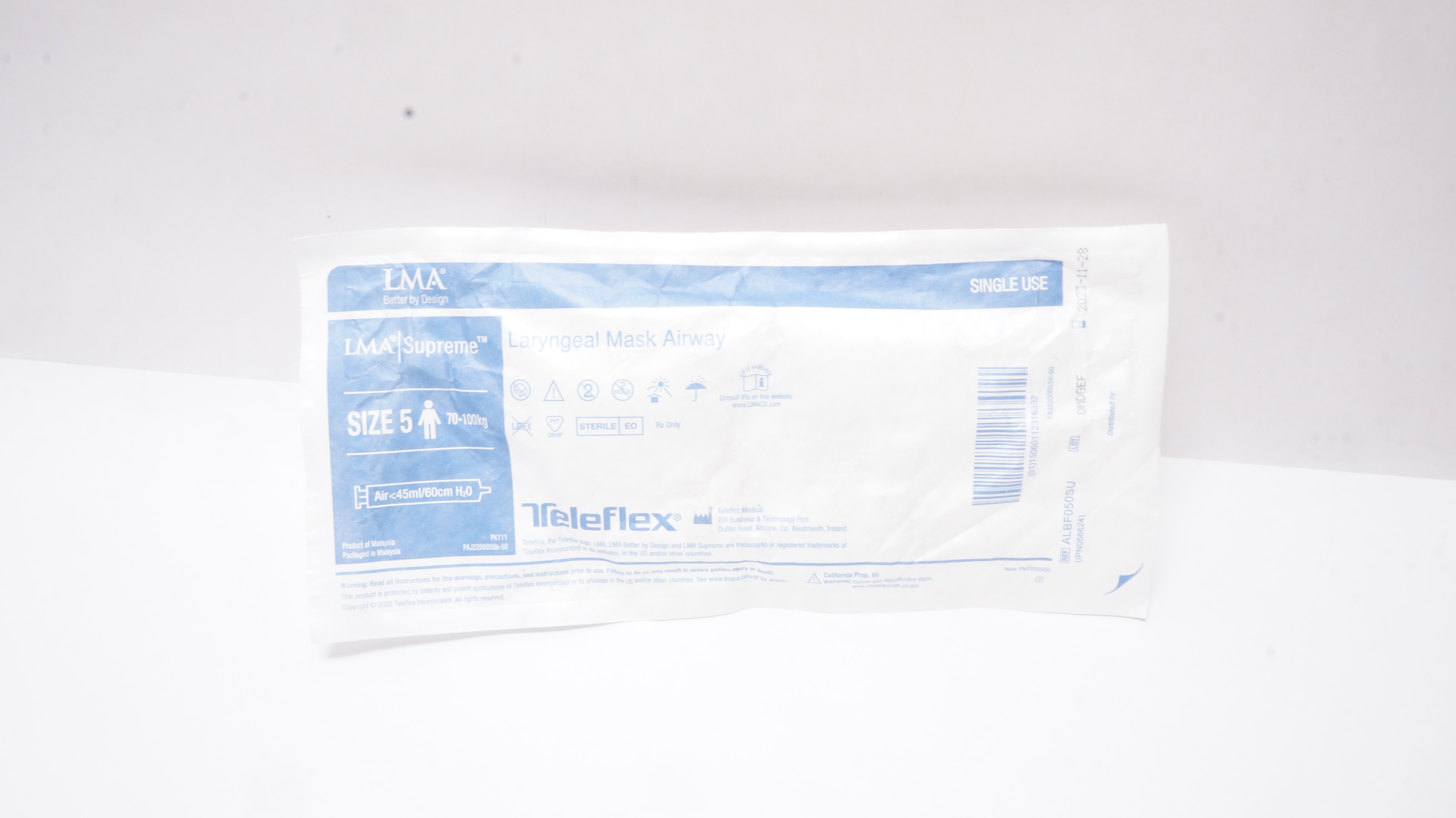 Teleflex ALBF050SU LMA Laryngeal Mask Airway Size 5 70-100Kg