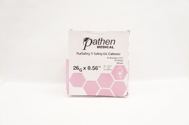 Pathen Medical PS-84326 Safety IV Cath. Radiopaque/PUR 26G x0.56inch - Box of 50