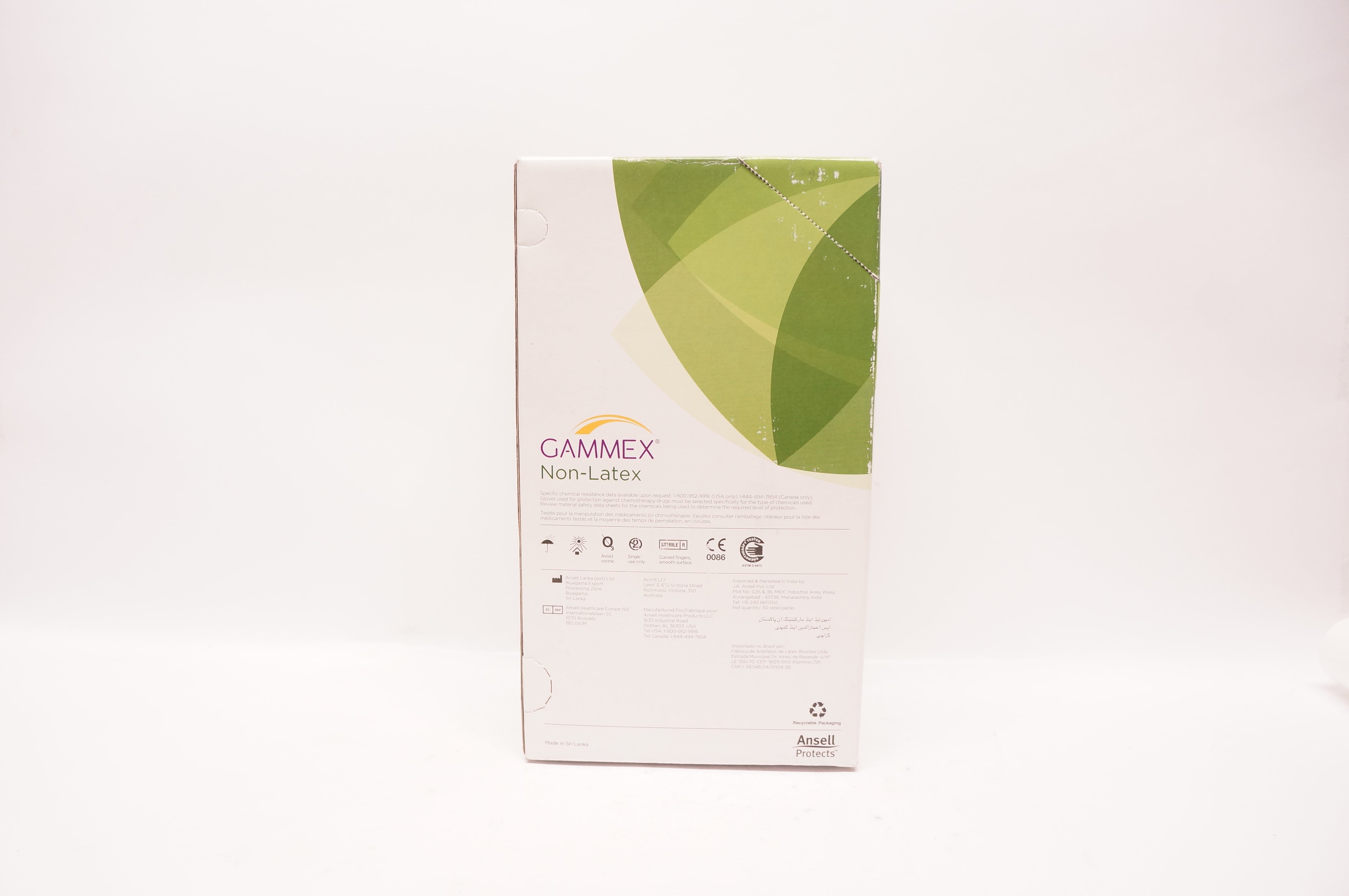 Ansell 816687 GAMMEX Non-Latex Powder-Free, Size 7-1/2 (x) - Box of 50