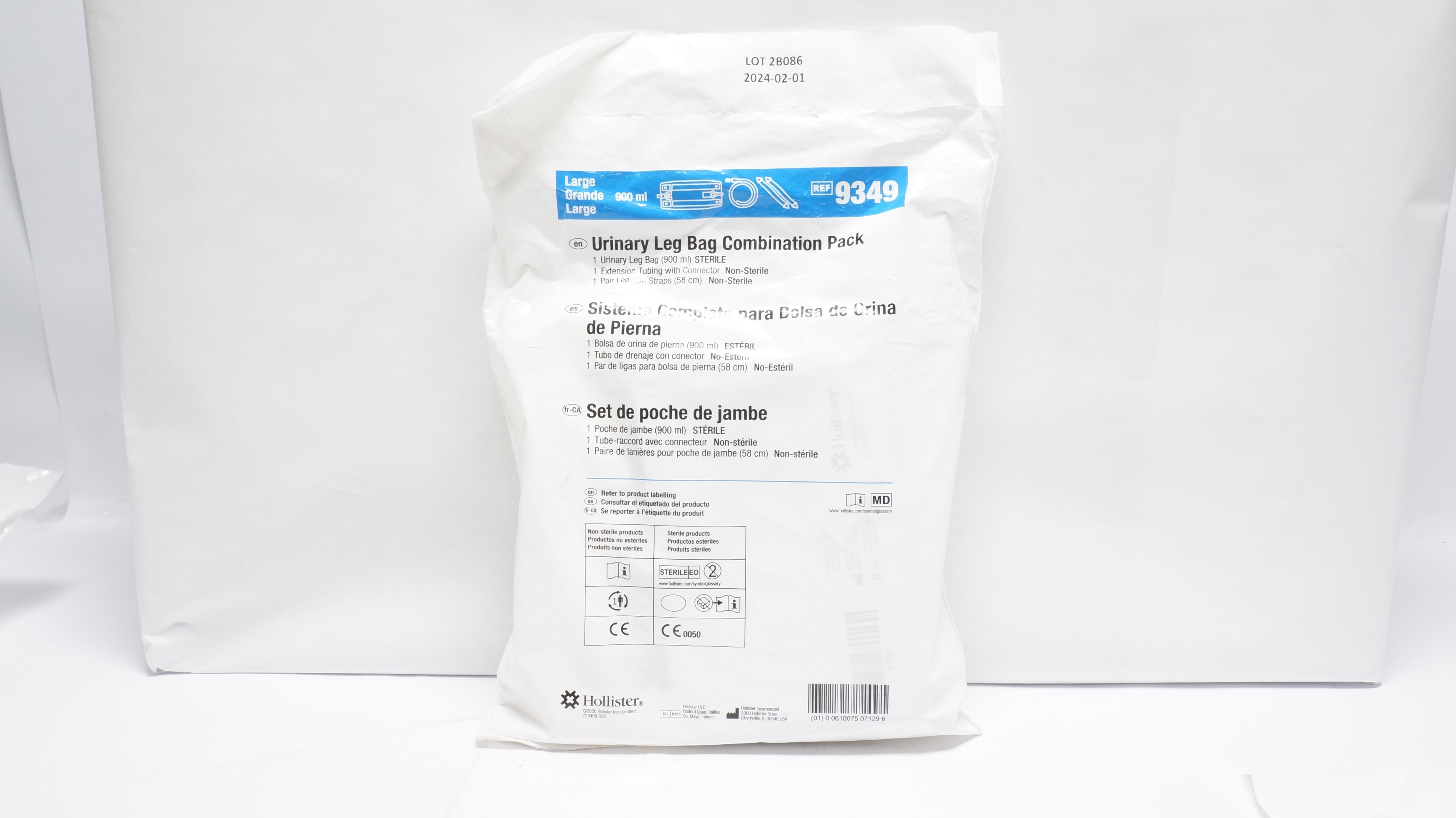 Hollister 9349 Urinary Leg Bag Combination Pack, Large 900mL