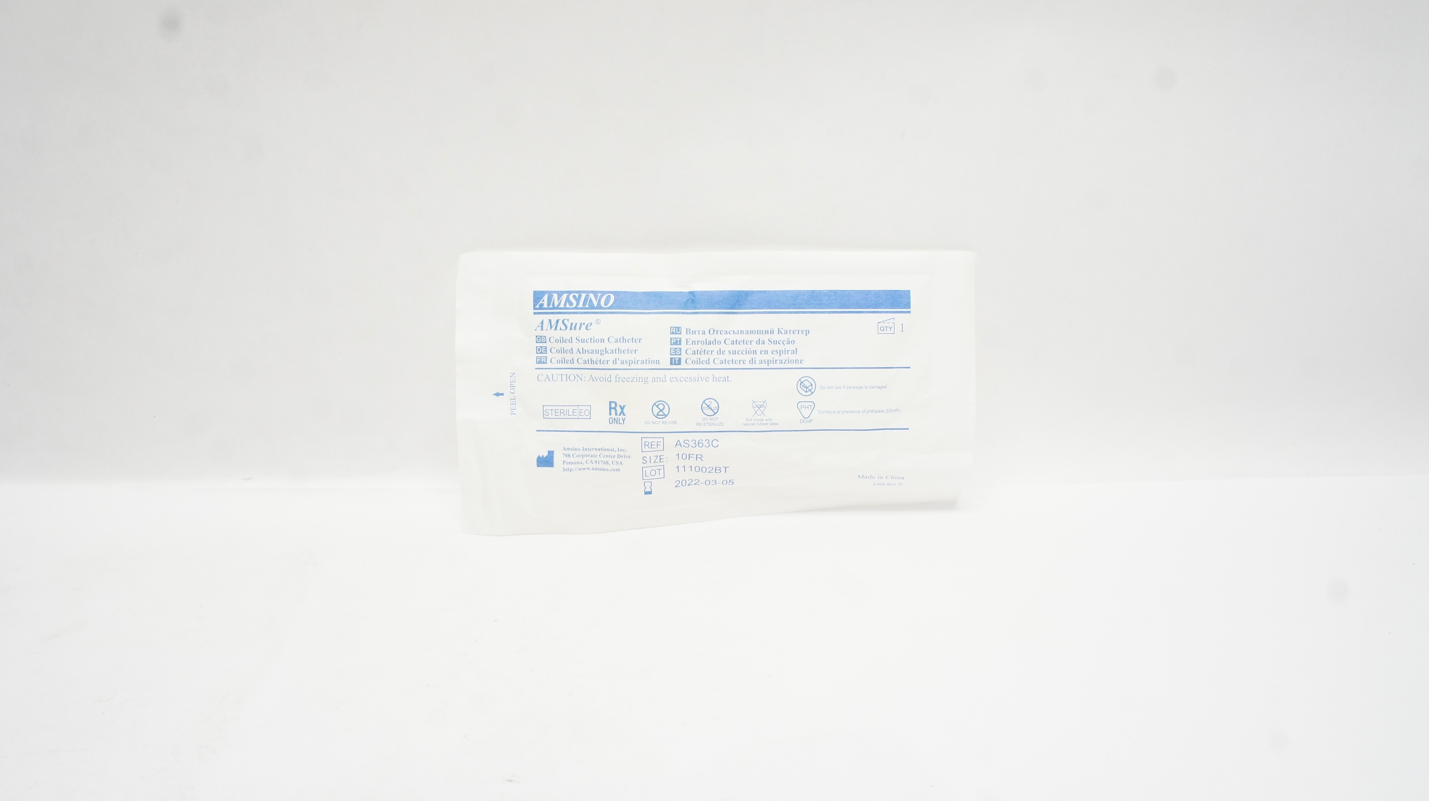 Amsino AS363C AMSure Coiled Suction Cath. 10Fr (x)