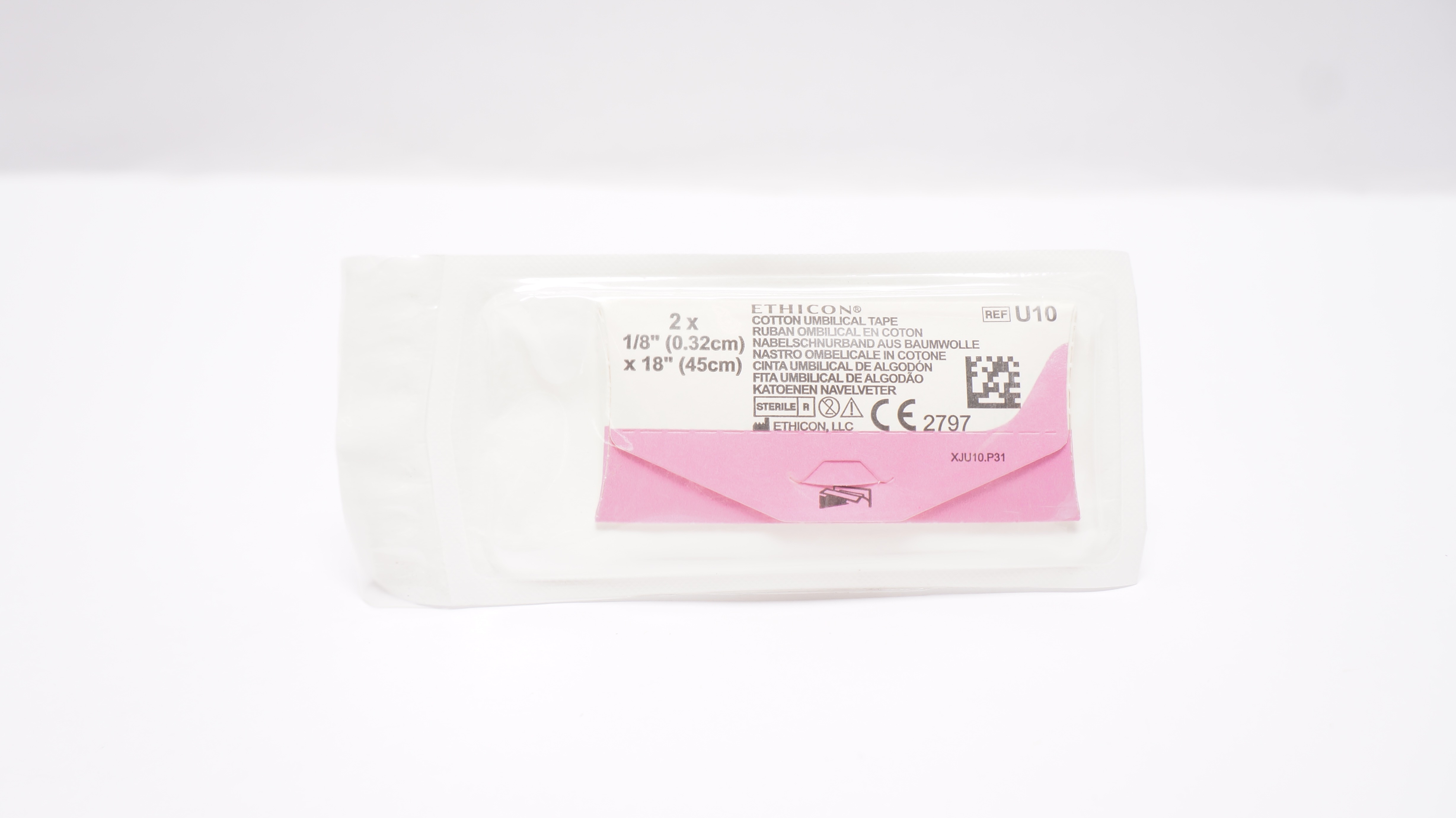 Ethicon U10 Cotton Umbilical Tape 1/8inch x 18inch