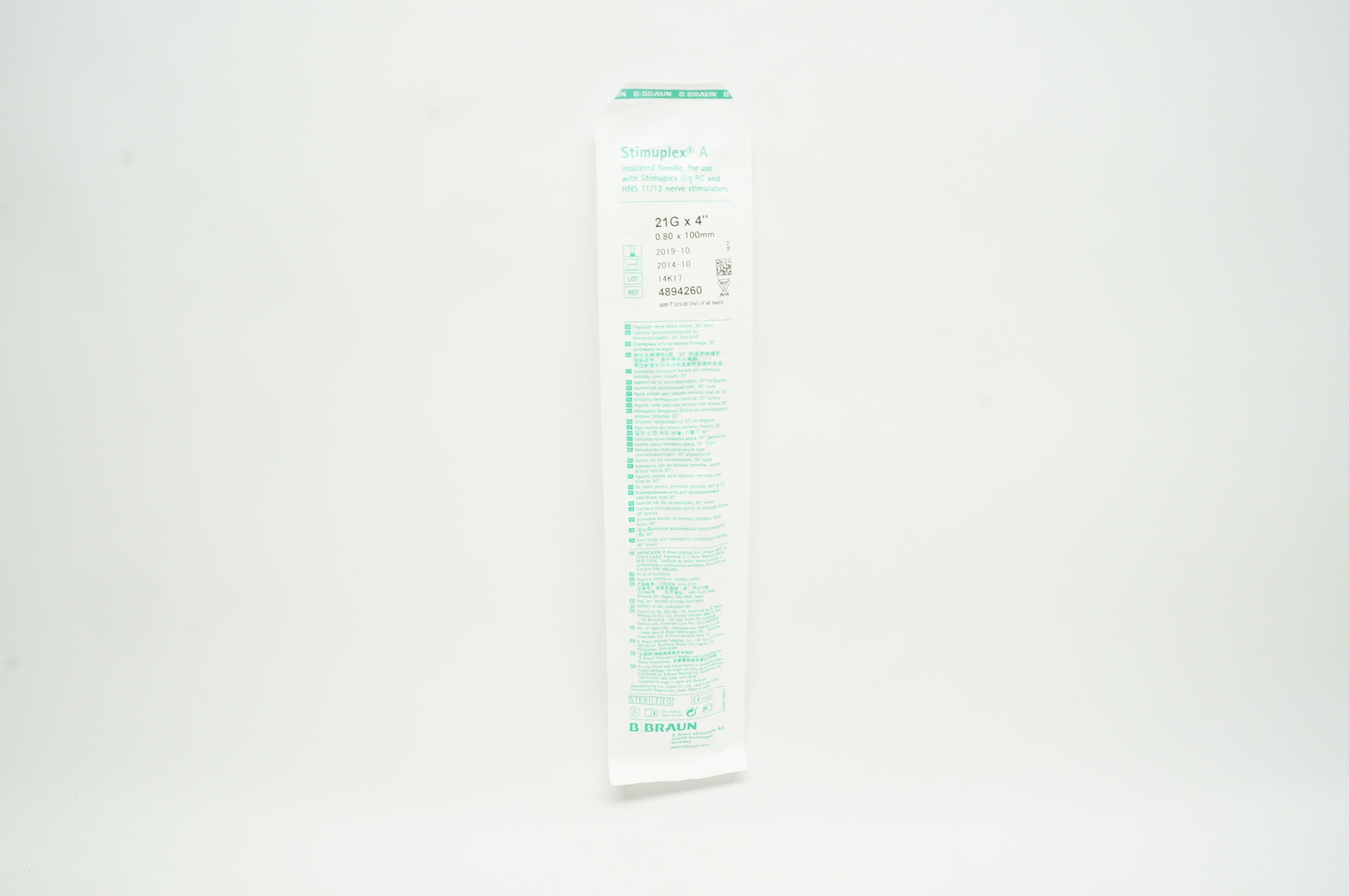 Braun 4894260 Stimuplex A Insulated Ndle 21G x 4inch (x)