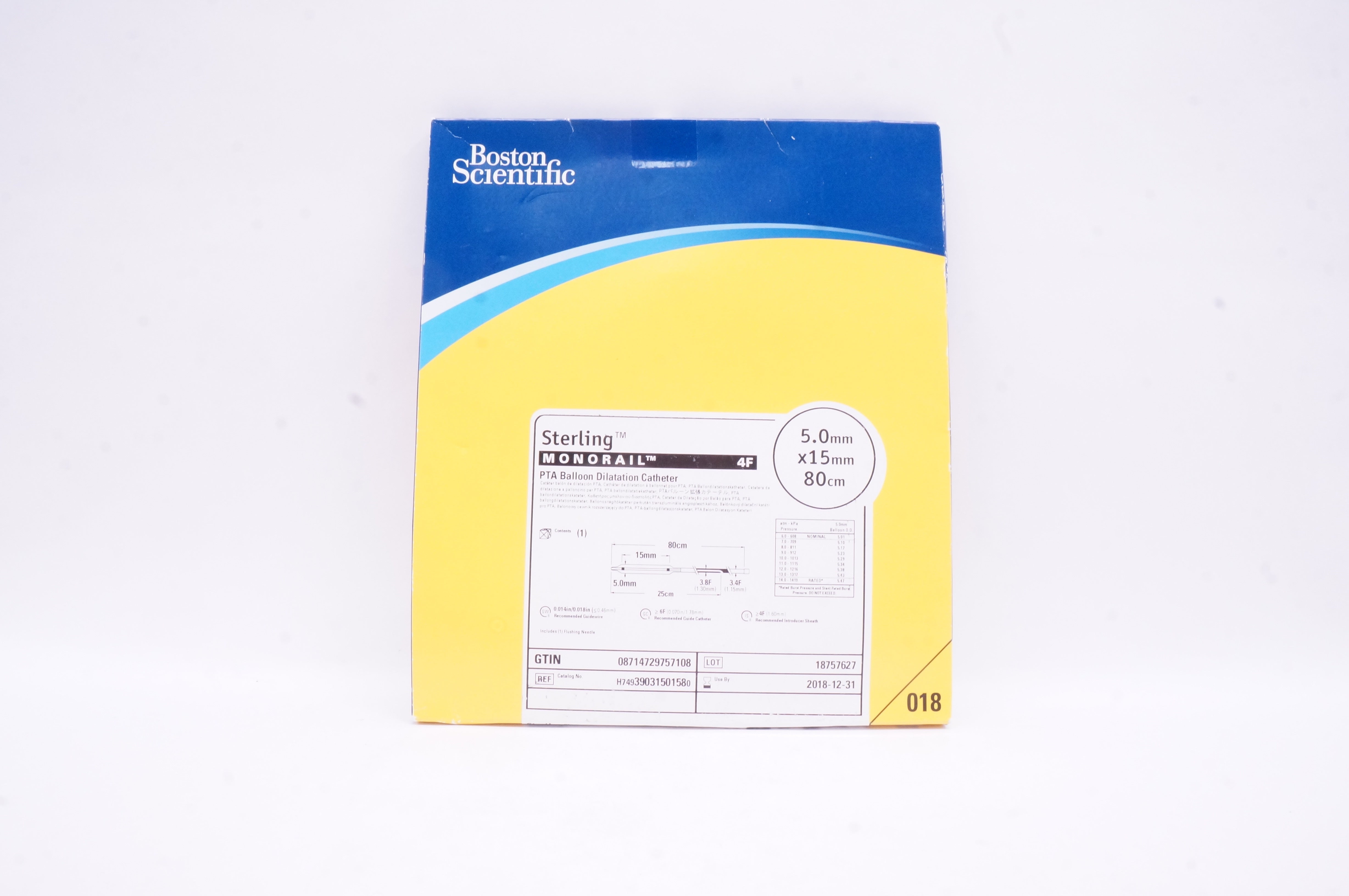 Boston Scientific H74939031501580 Monorail PTA Balloon Dilatation Cath. 4F (x)