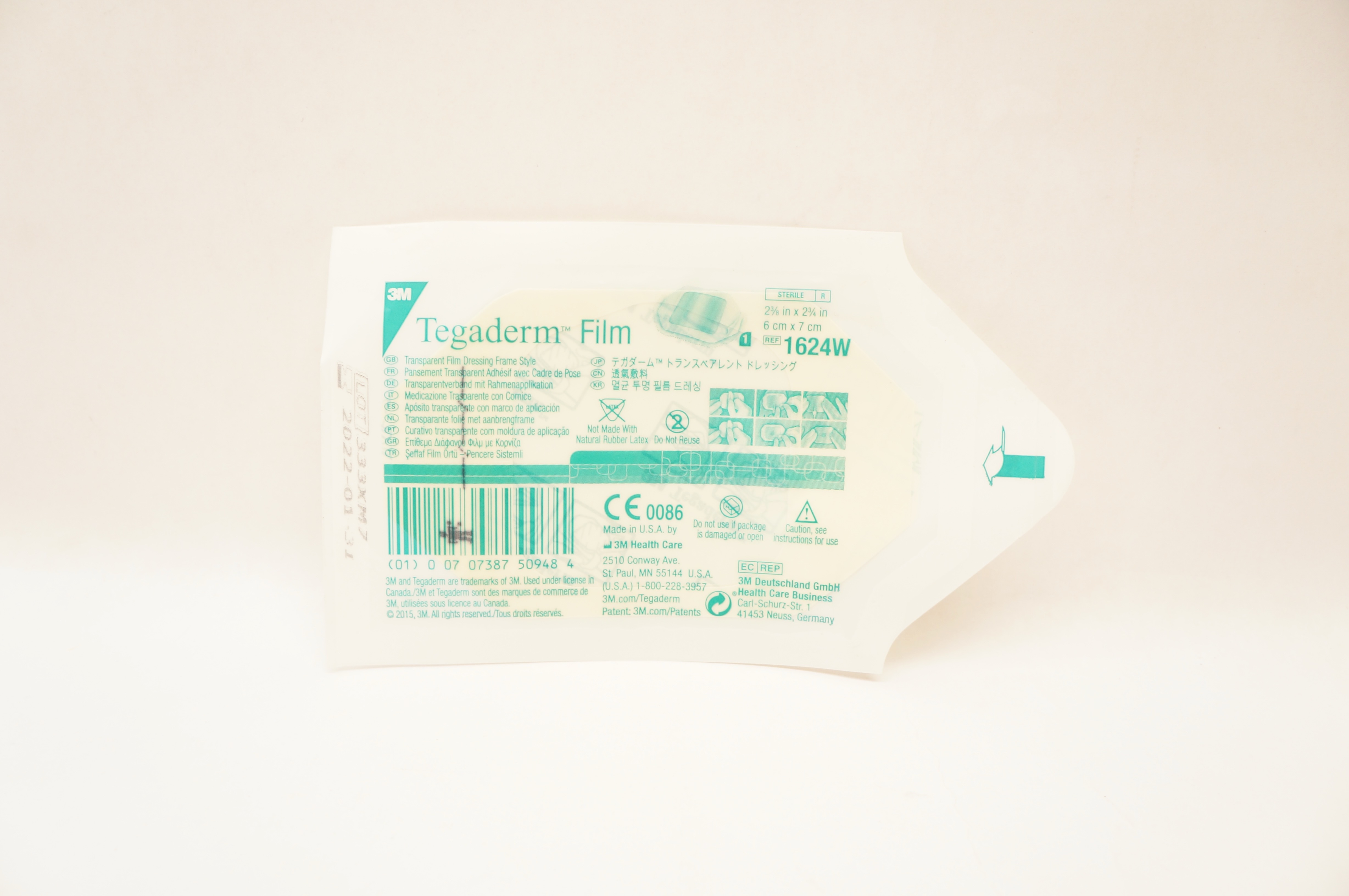 3M 1624W Tegaderm Transparent Film Dressing Frame Style 2-3/8 x 2-3/4 inch (x)