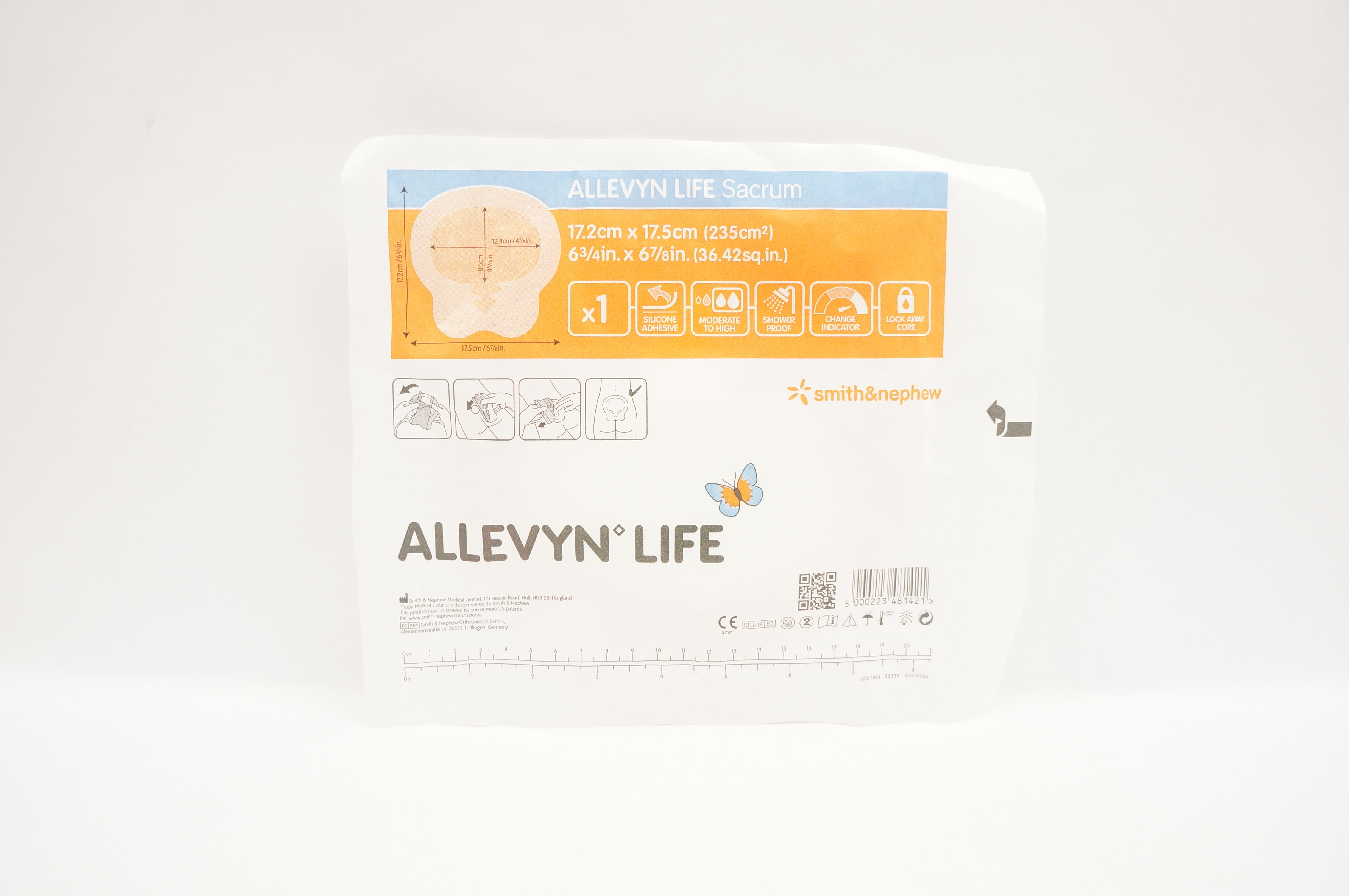 Smith&Nephew 66801306 Allevyn Life Sacrum Dressing 6-3/4 x 6-7/8inch
