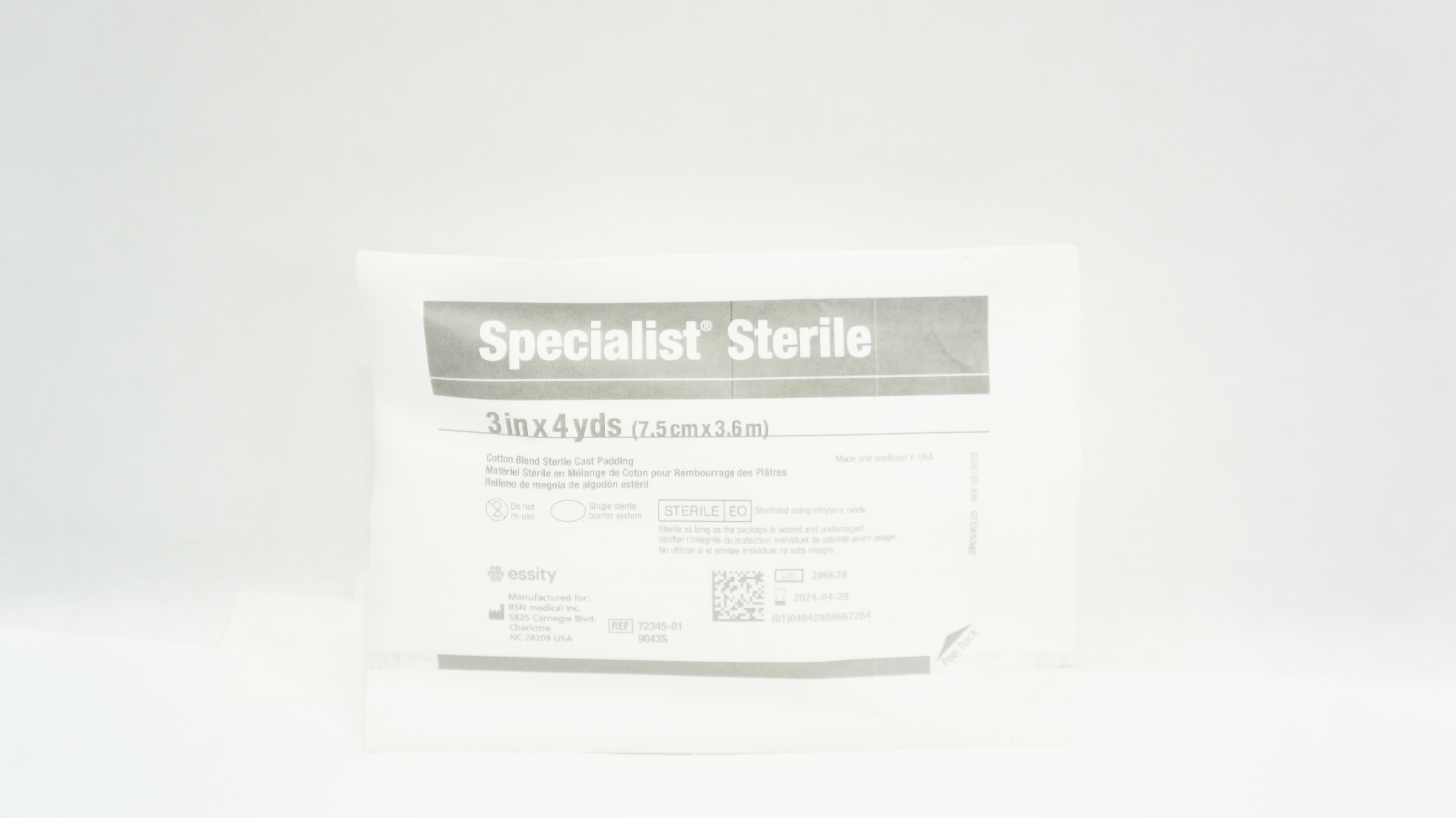 BSN Medical 9043S/72345-01 Specialist Cotton Blend Cast Padding 3inch x 4yds