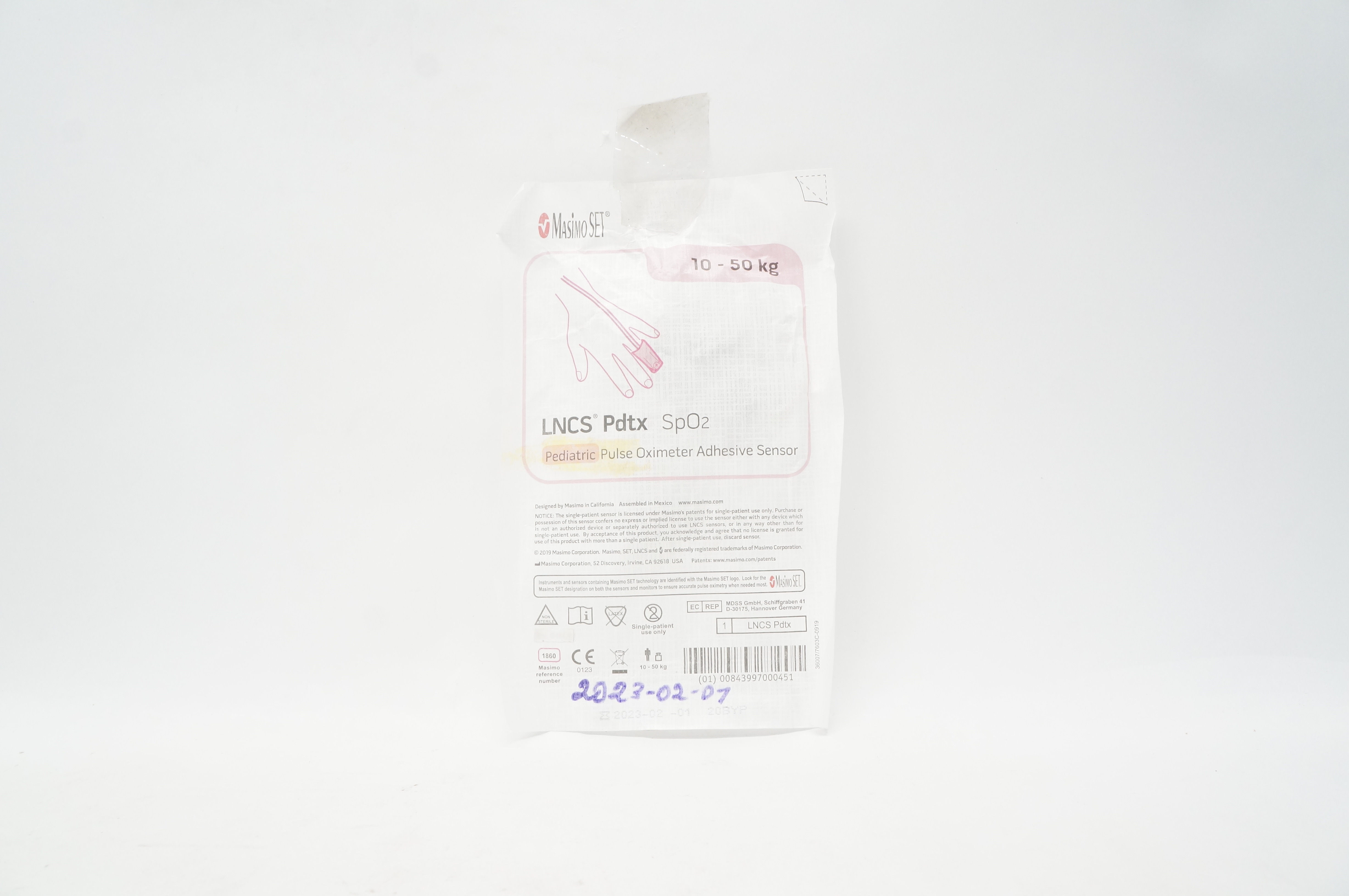 Masimo 1860 LNCS Pdtx SpO2 Pediatric Pulse Oximeter Adhesive Sensor 10-50 kg