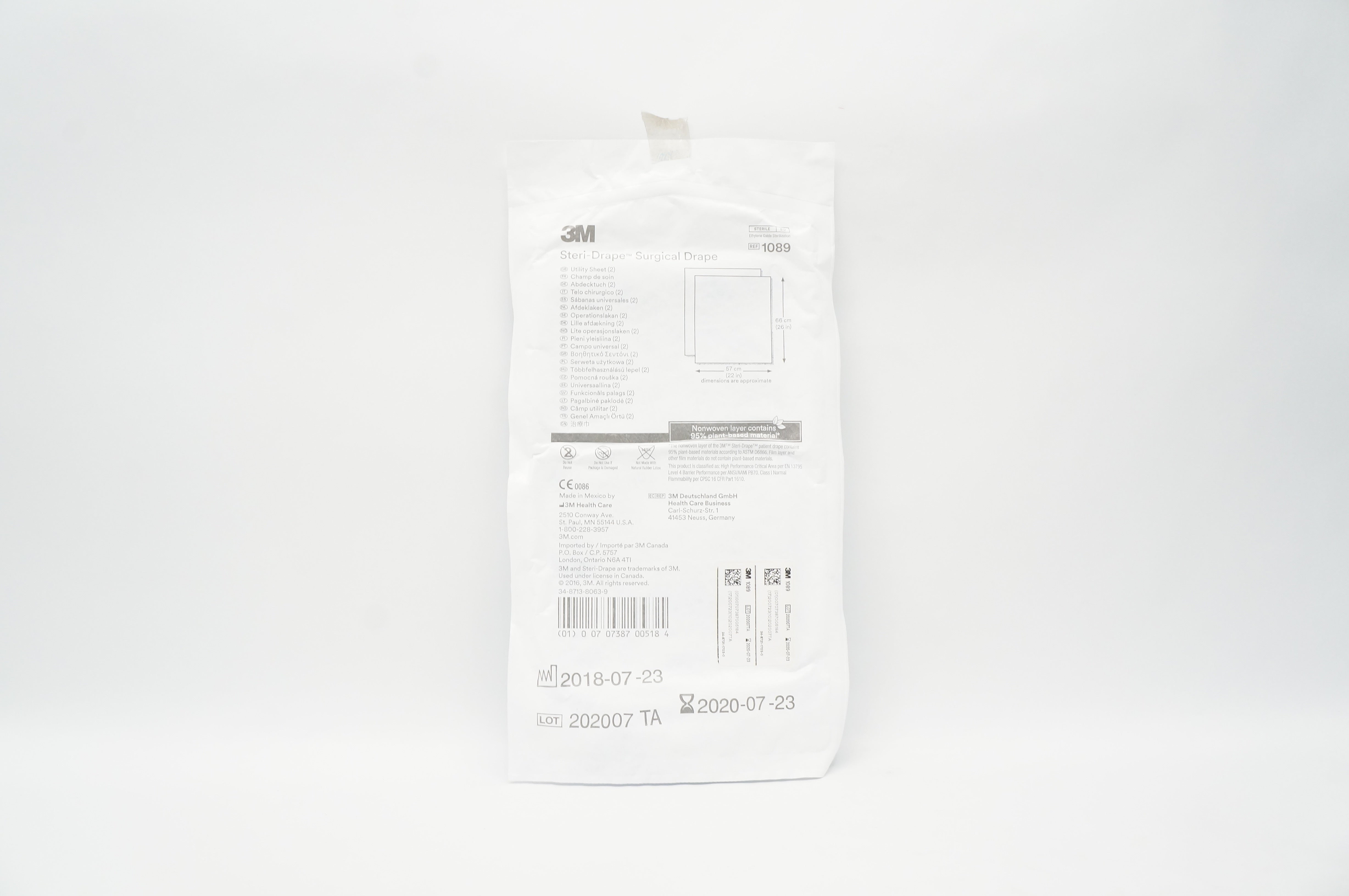 3M 1089 Steri-Drape Surgical Drape, Utility Sheet 26 inch x 22 in. (Approx.) (x)
