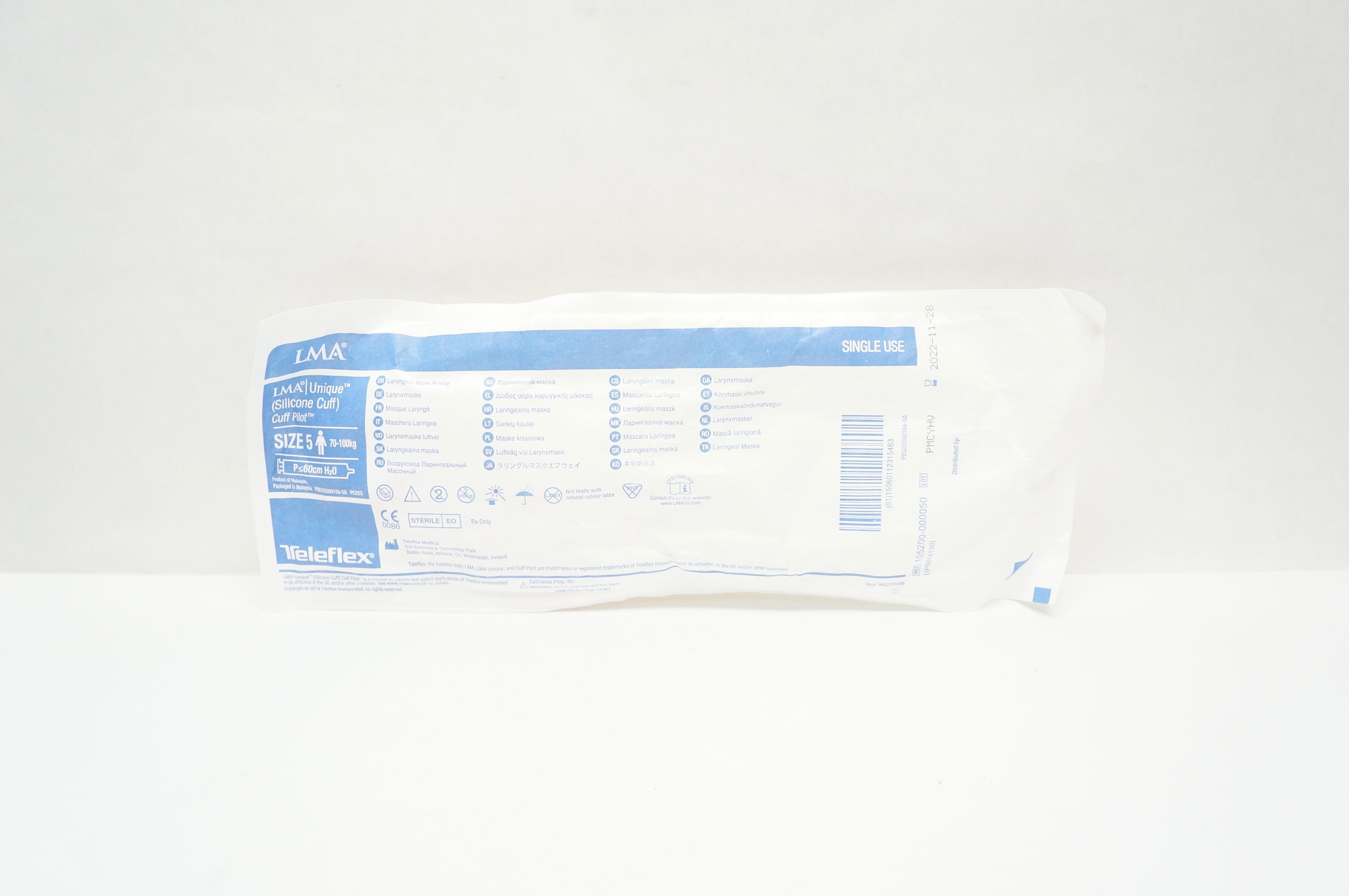 Teleflex 105200-000050 LMA Unique Laryngeal Mask Airway Size 5, 70-100kg (x)