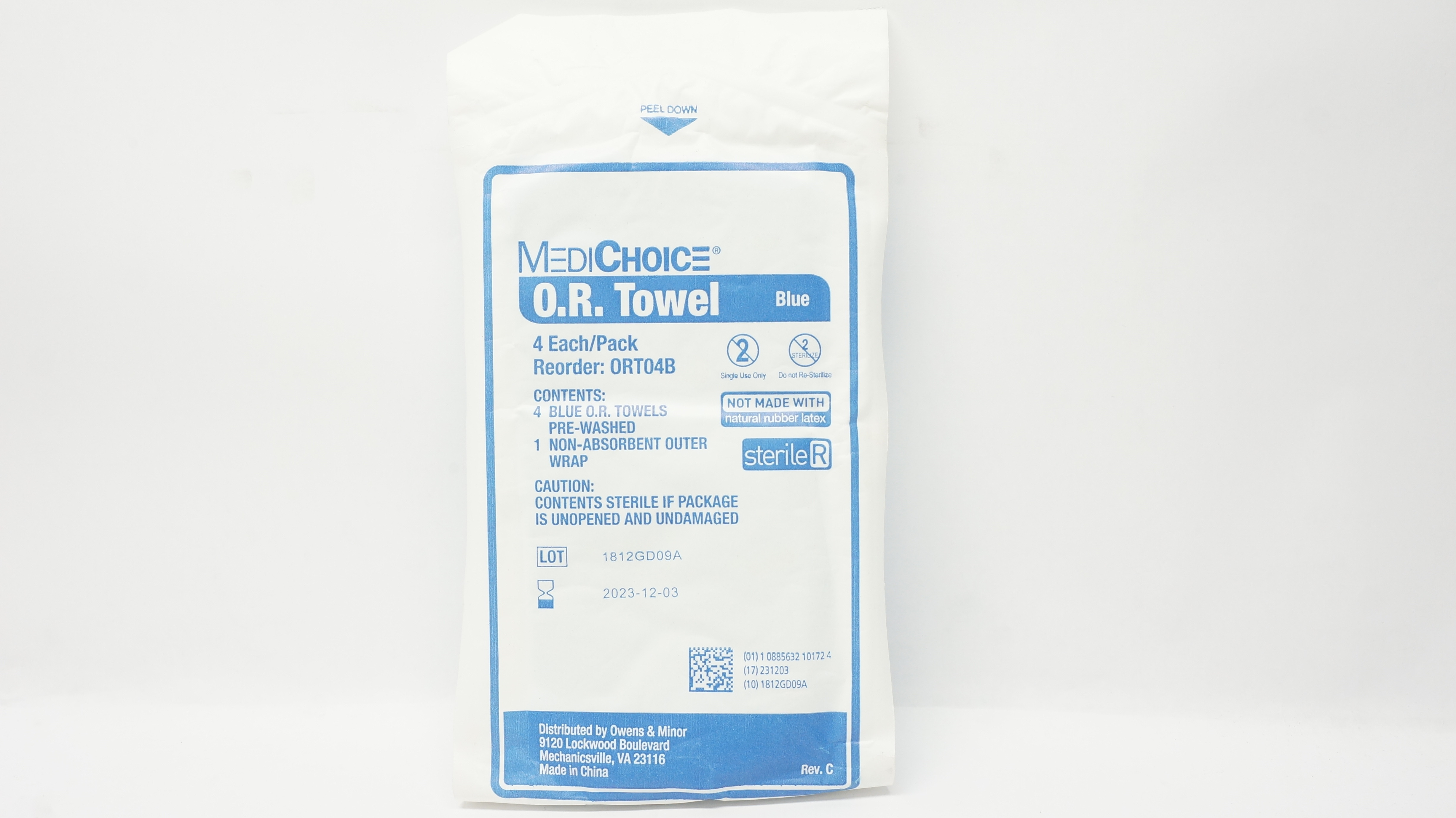 MediChoice ORT04B O.R.Towel, Blue - Pack of 4