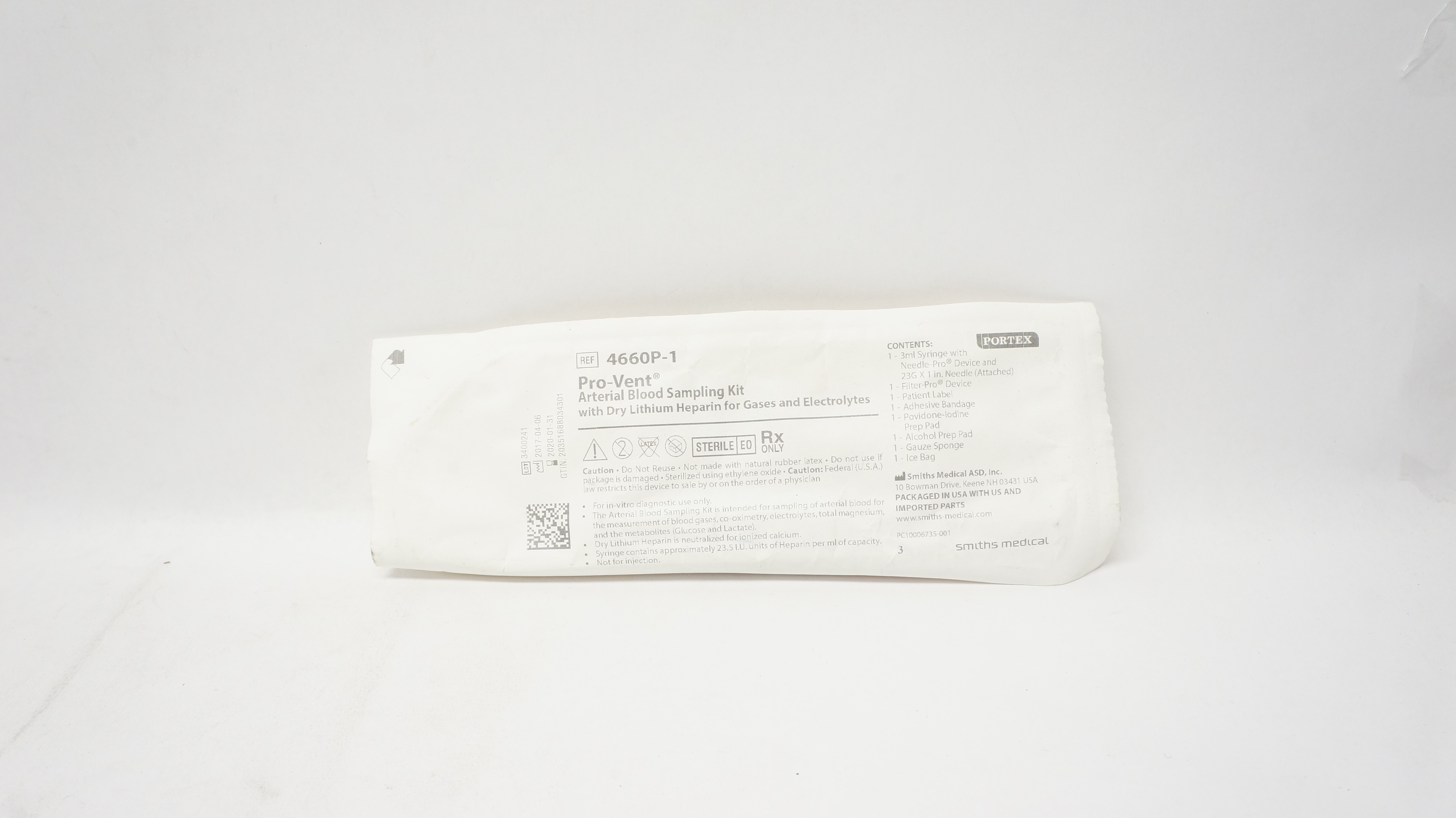 Smiths Medical 4660P-1 Portex Pro-Vent Arterial Blood Sampling Kit (x)
