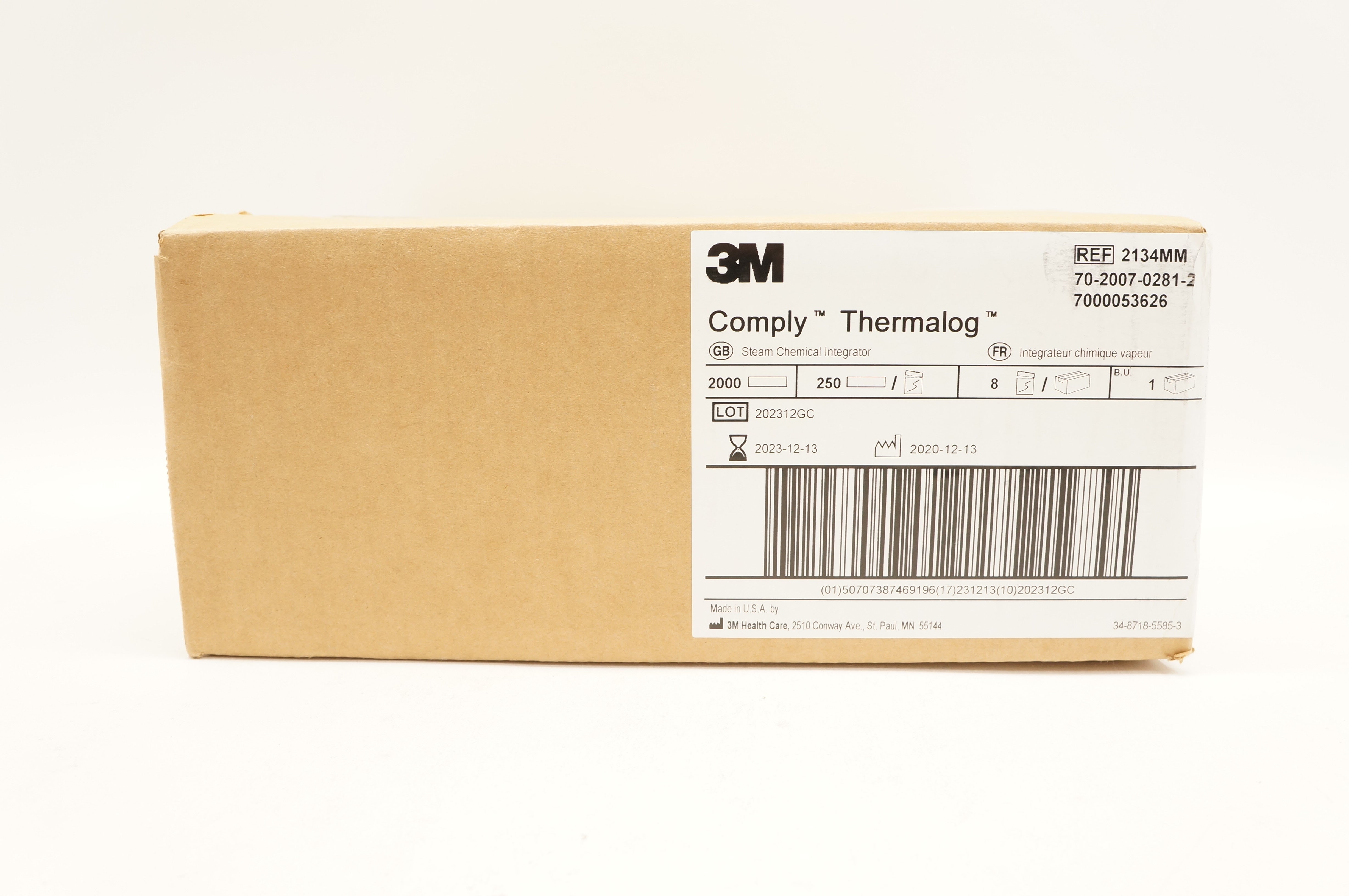 3M 2134MM Comply Thermalog Steam Chemical Integrator - Box of 7