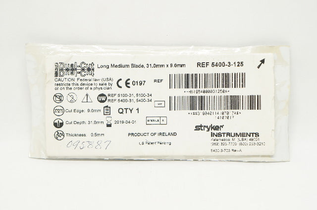 Stryker 5400-3-125 Long Medium Blade 31.0mm x 9.0mm (x)