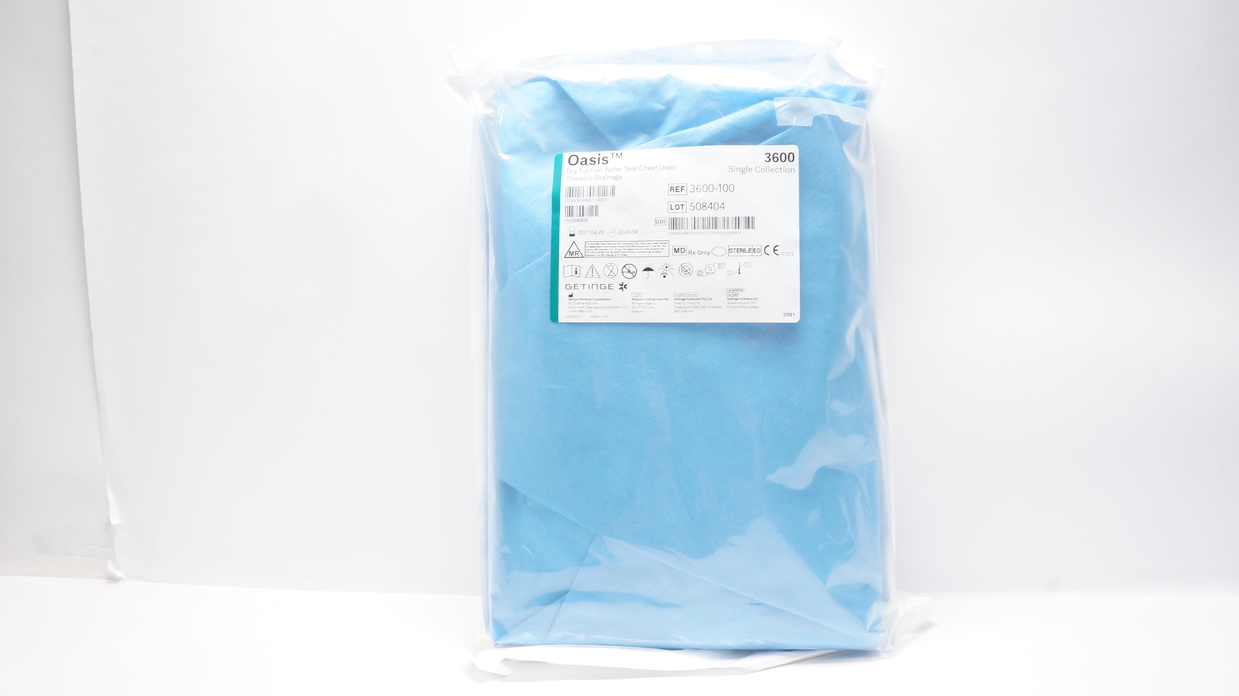 Atrium 3600-100 Oasis Dry Suction Water Seal Chest Drain Thoracic Drainage