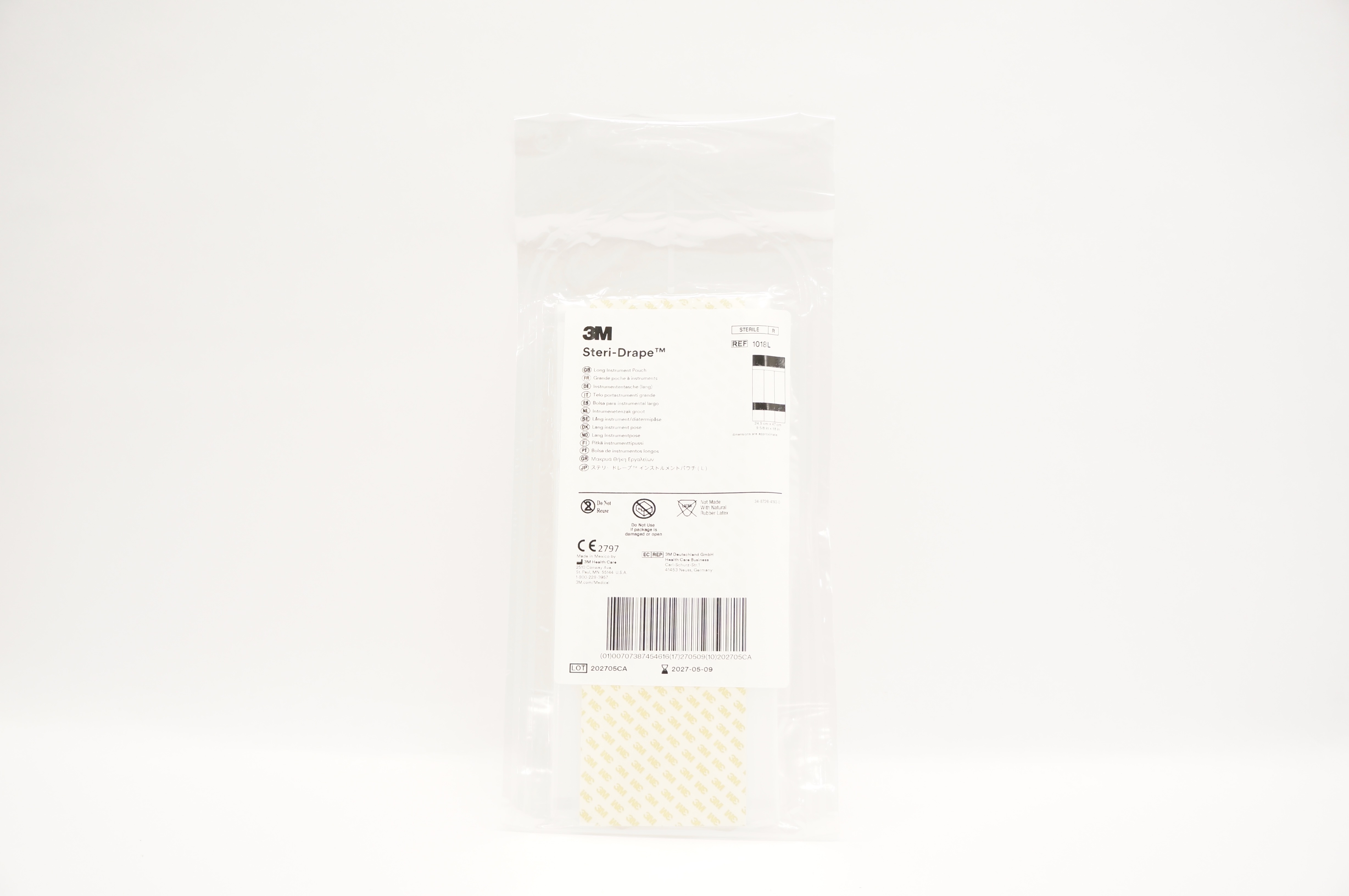 3M 1018L Steri-Drape Long Instrument Pouch 9 5/8 inch x 18 inch