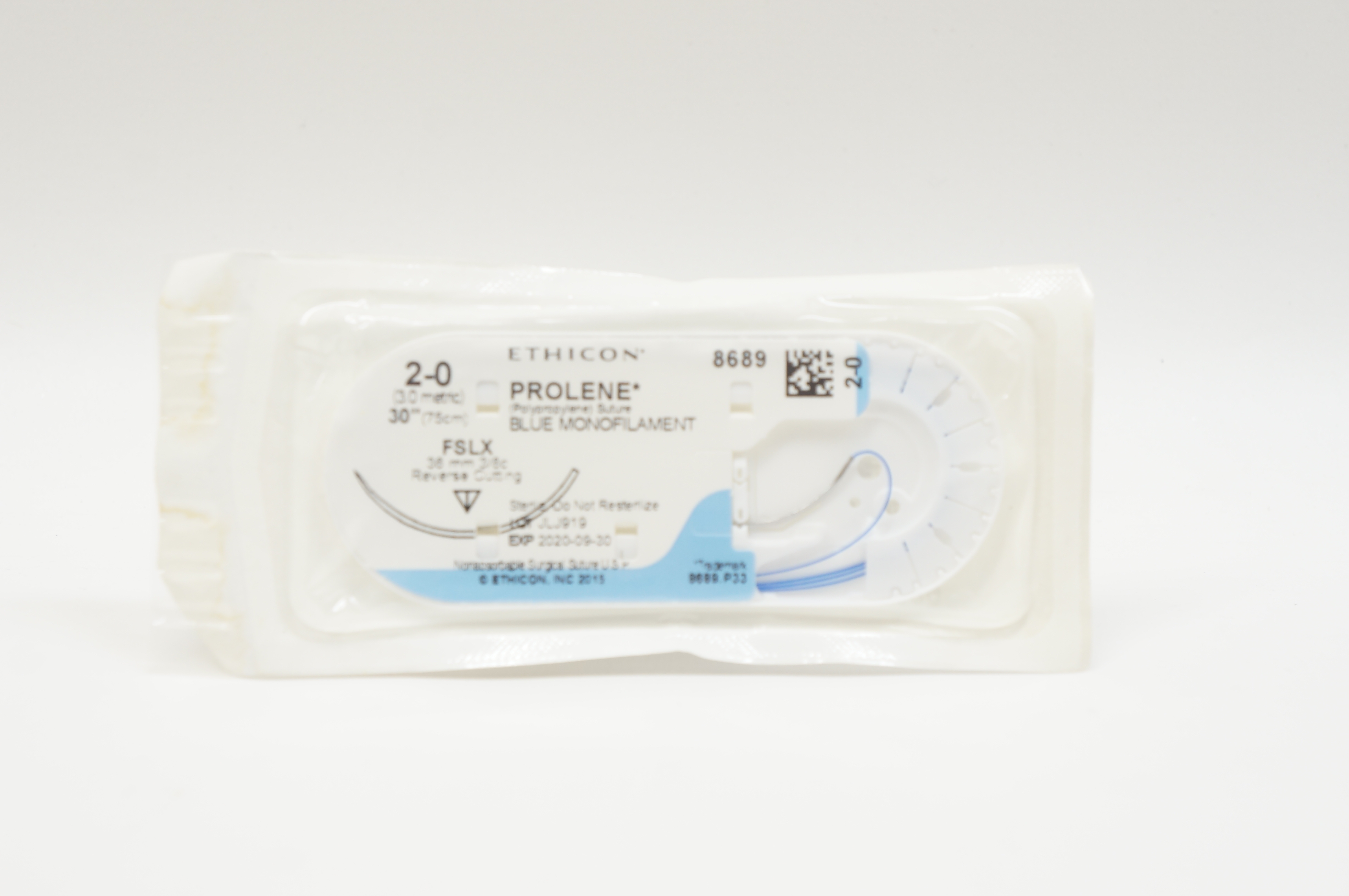 Ethicon 8689 2-0 PROLENE, FSLX, 36mm 3/8c Reverse Cutting, 30inch (x)