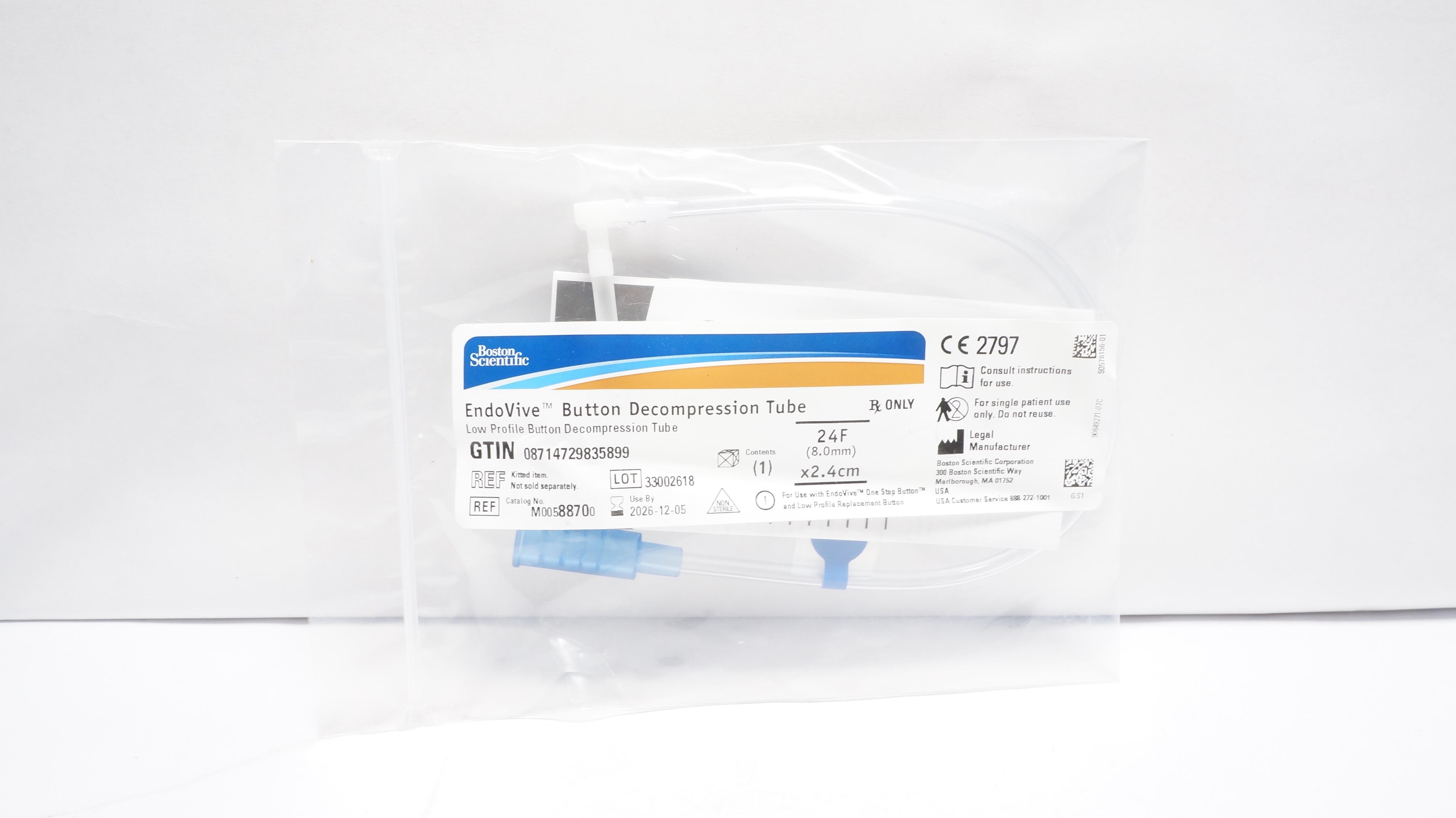 Boston Scientific M00588710 EndoVive Button Decompression Tube 24F x 3.4cm