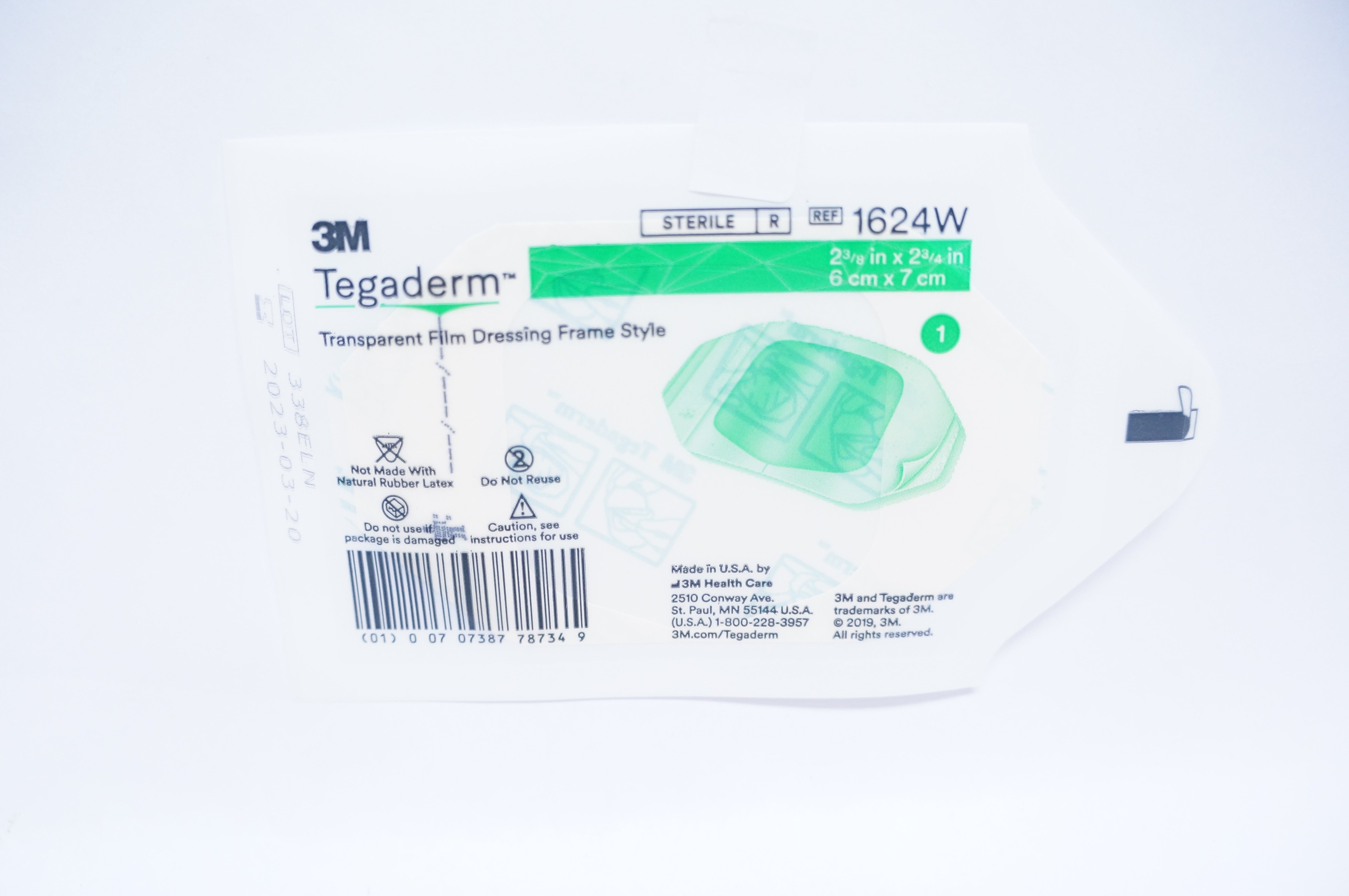 3M 1624W Tegaderm Transparent Film Dressing Frame Style 6cm x 7cm