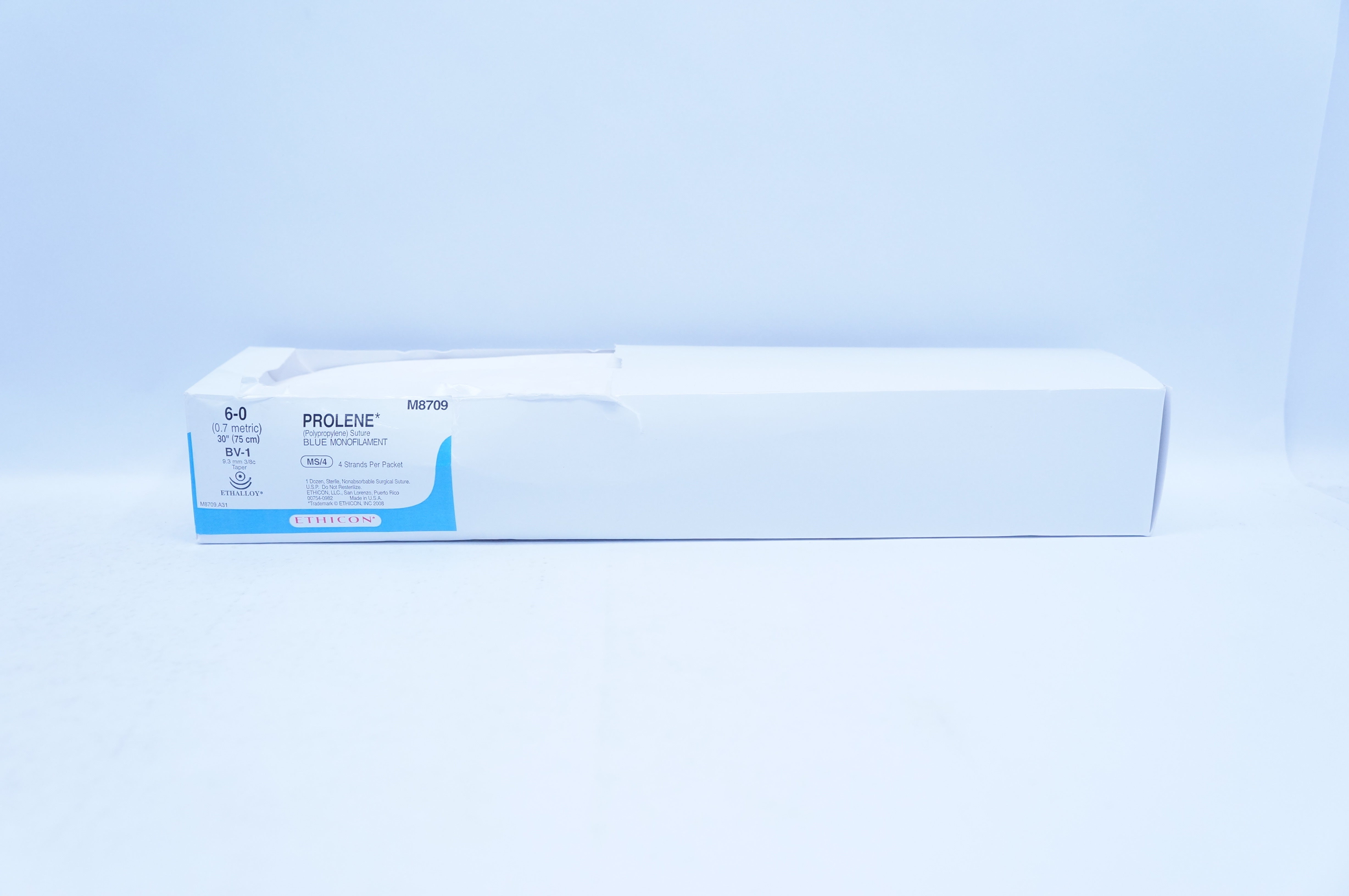 Ethicon M8709 6-0 PROLENE, BV-1, 9.3mm 3/8c Taper, 30inch - Box of 10
