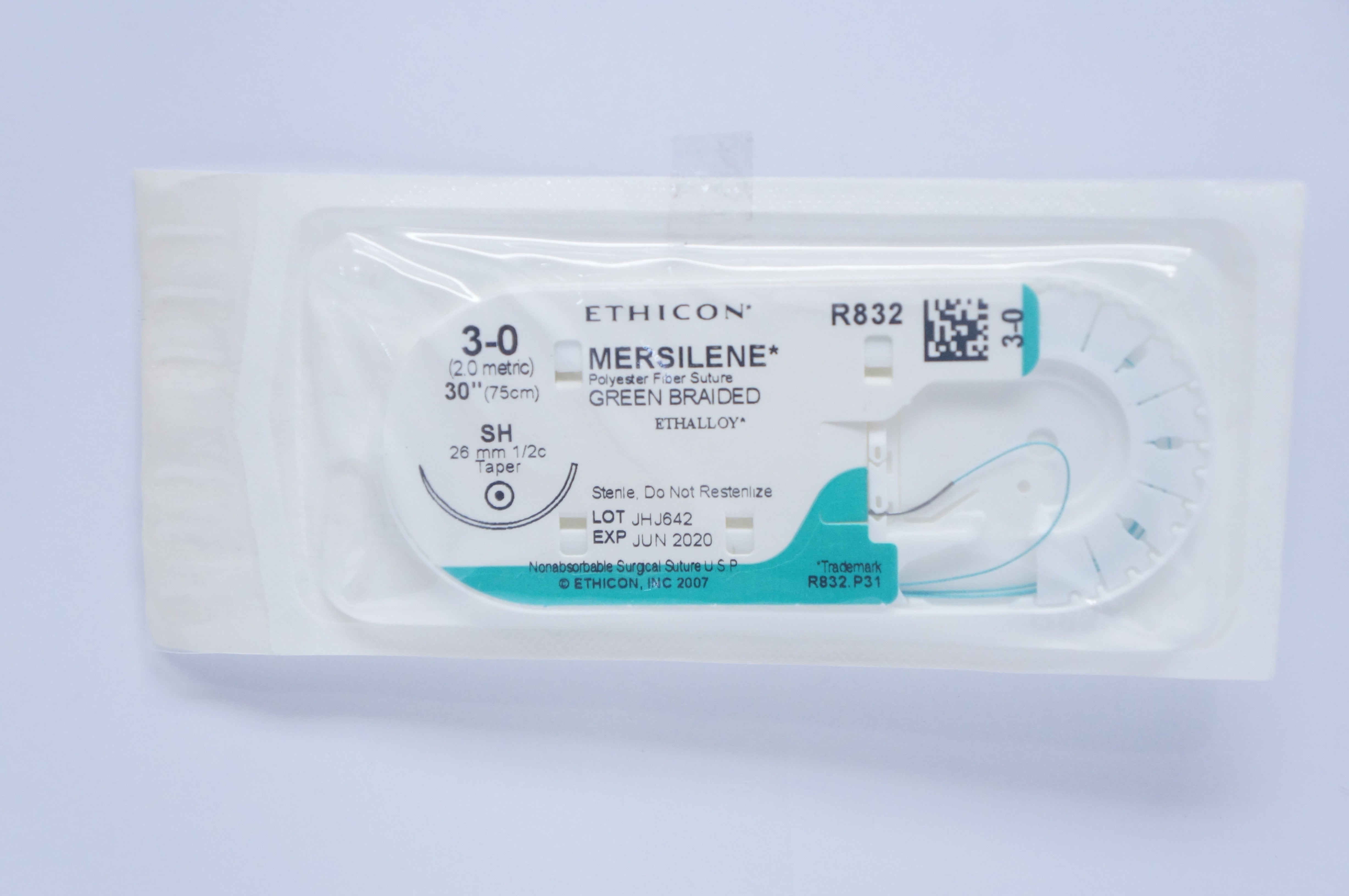 Ethicon R832 3-0 MERSILENE, SH, 26mm 1/2c Taper, 30inch (x)