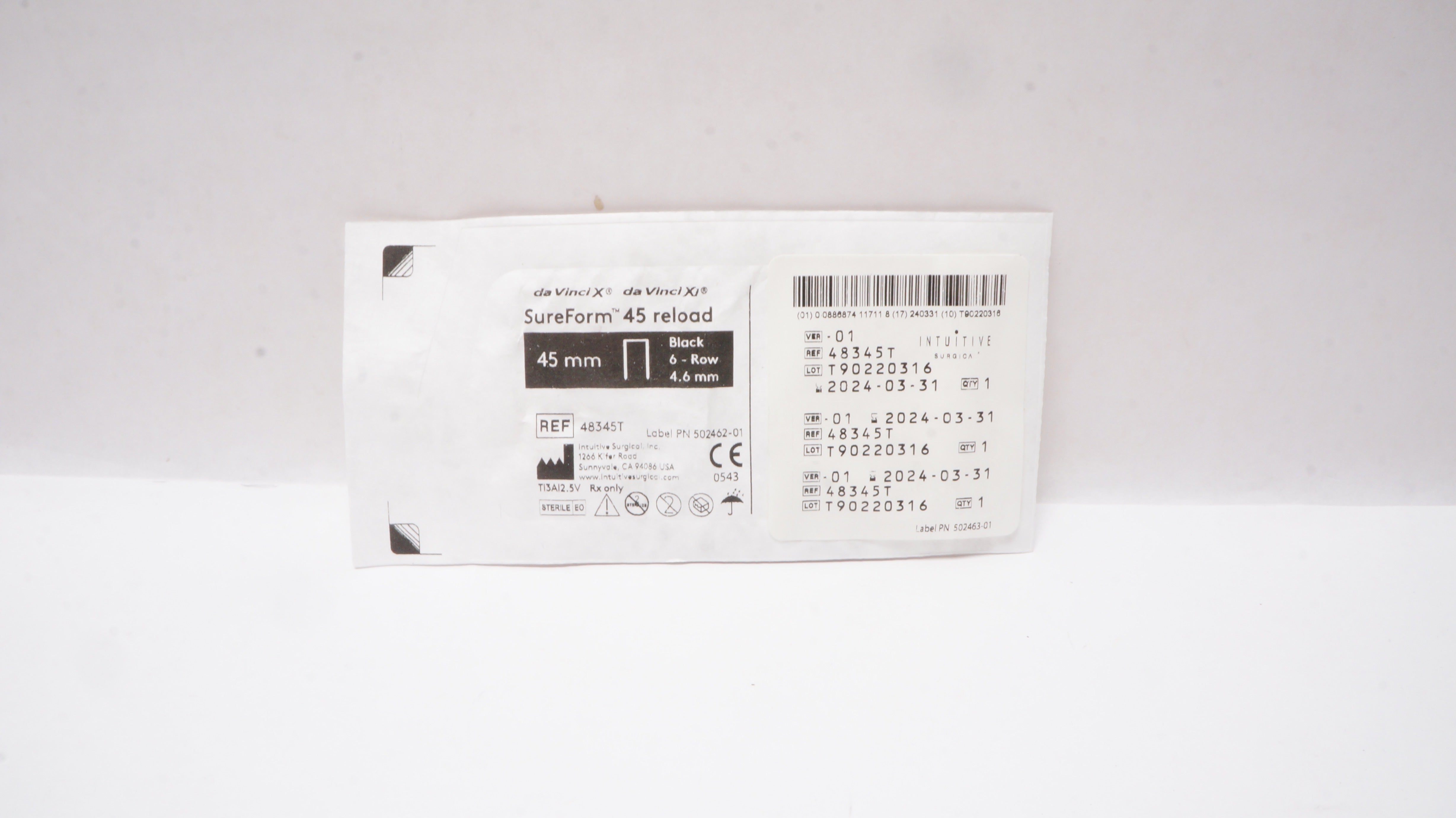 Intuitive 48345T da Vinci X / Xi SureForm 45mm Reload Black 6-Row