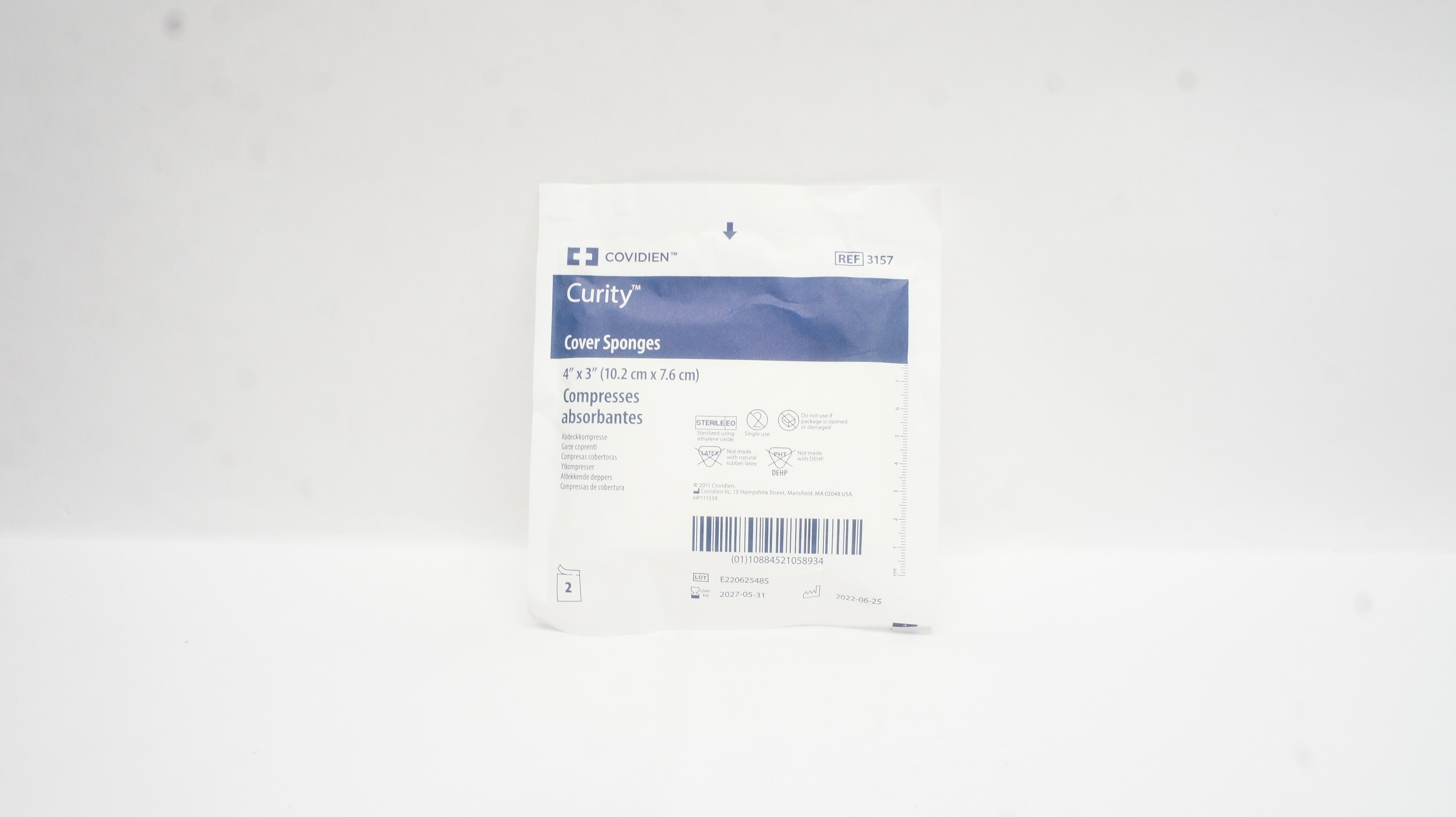 Covidien 3157 Curity Cover Sponges 4inch x 3inch - Pack of 2