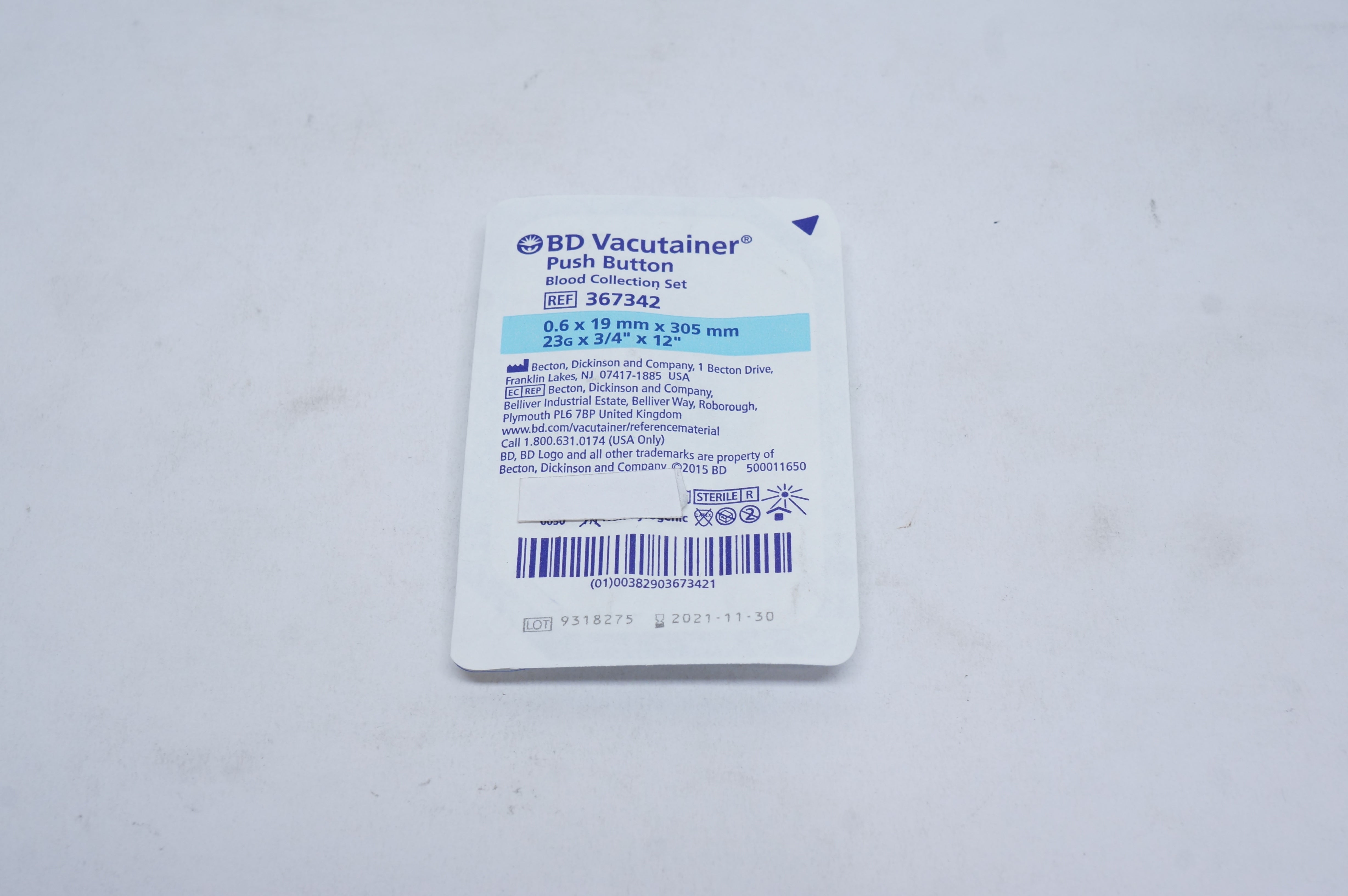 BD 367342 Vacutainer Push Button Blood Collection 23G x 3.4inch x 12inch (x)