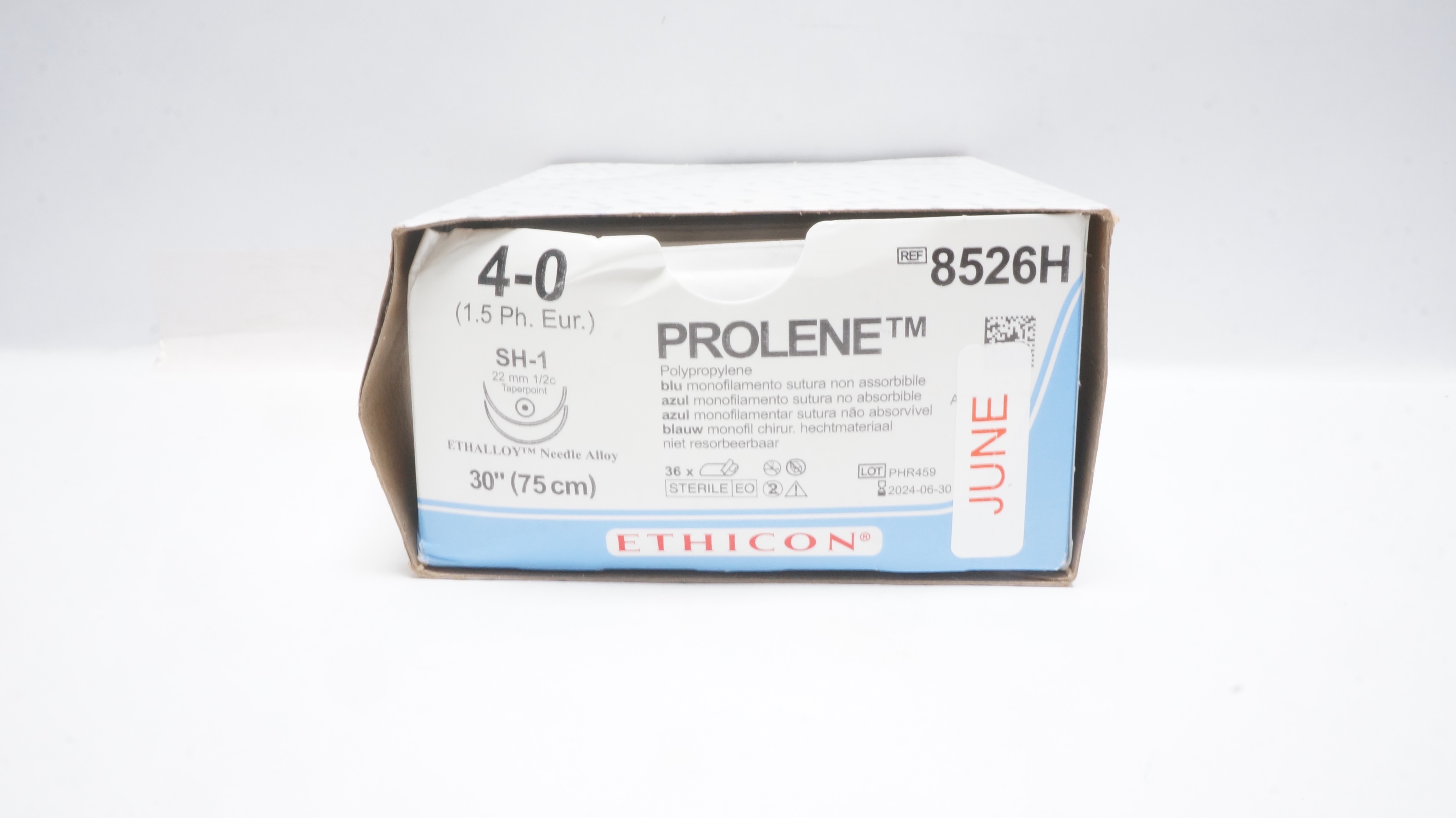 Ethicon 8526H 4-0 PROLENE Stre SH-1 22mm 1/2c Taperpoint 30inch (x) - Box of 28