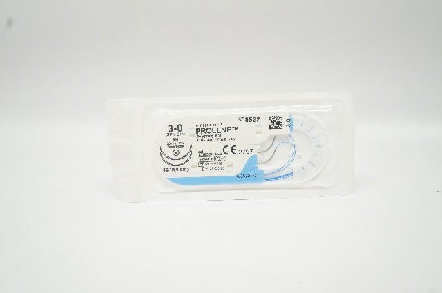 Ethicon 8522 3-0 Prolene Polypropylene SH 26mm 1/2c Taperpont 36inch