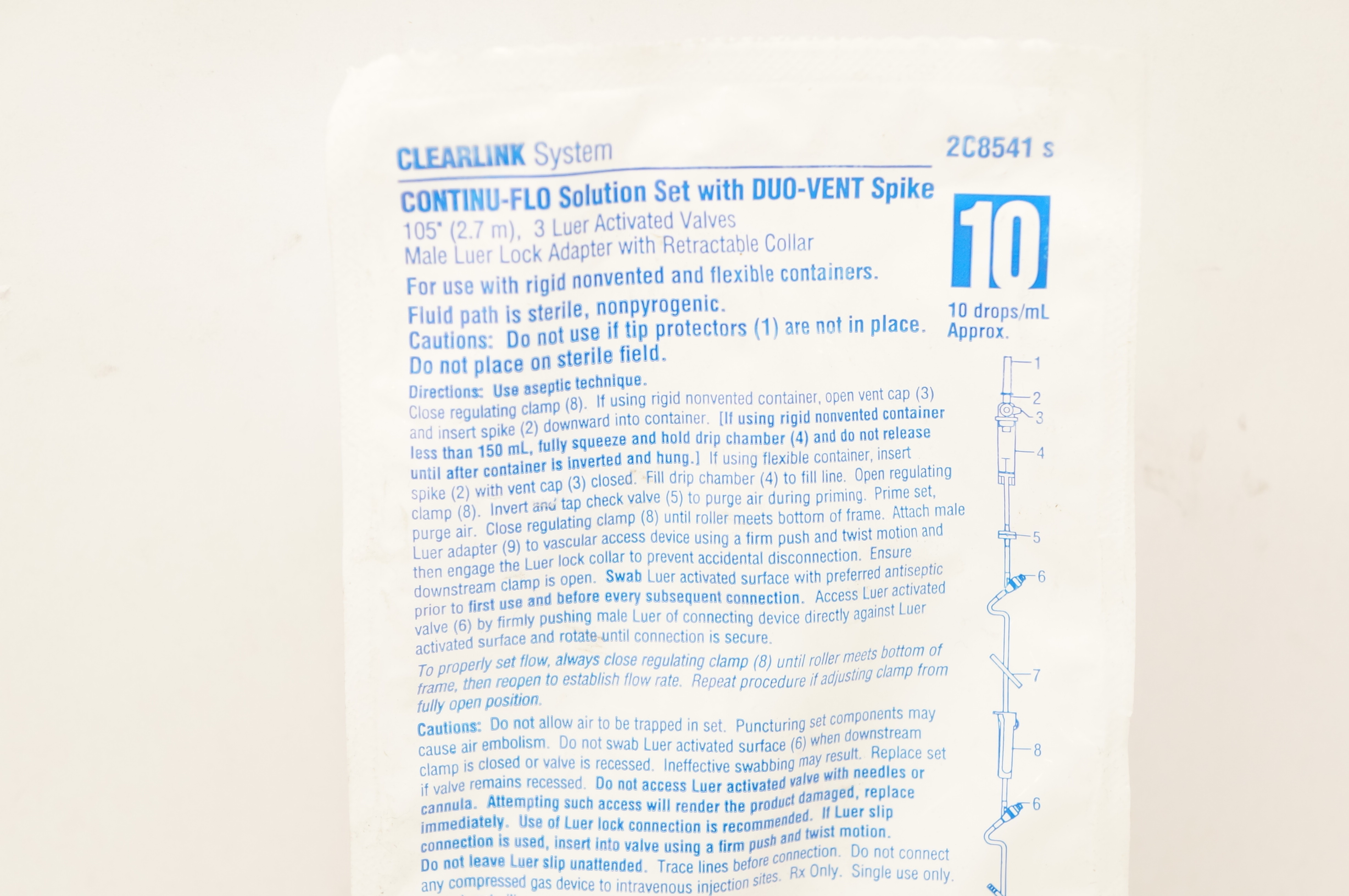 Baxter 2C8541s Clearlink System Continu-Flo Solution Set, 10 drops/mL (Approx.)