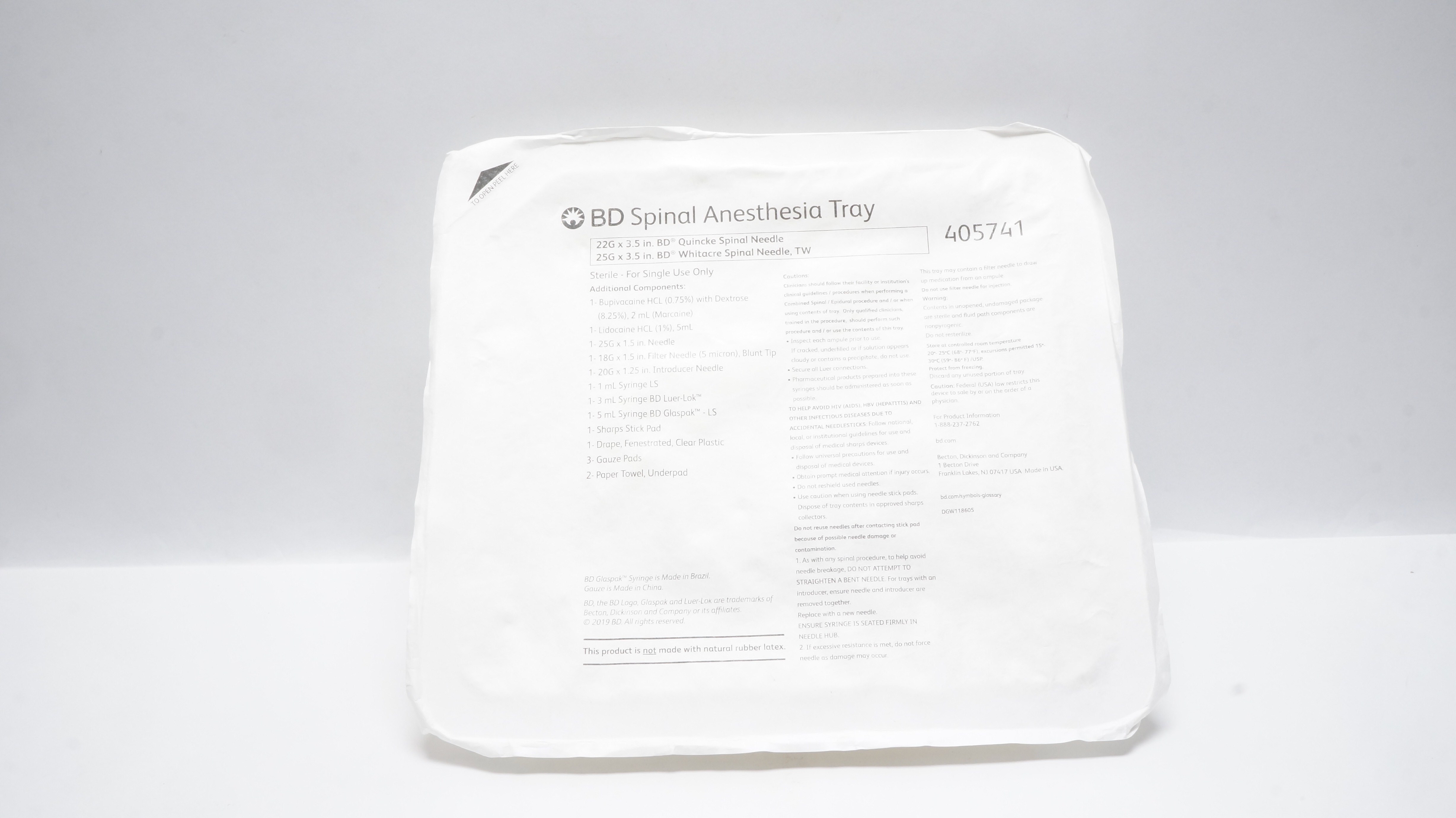 BD 405741 Spinal Anesthesia Tray