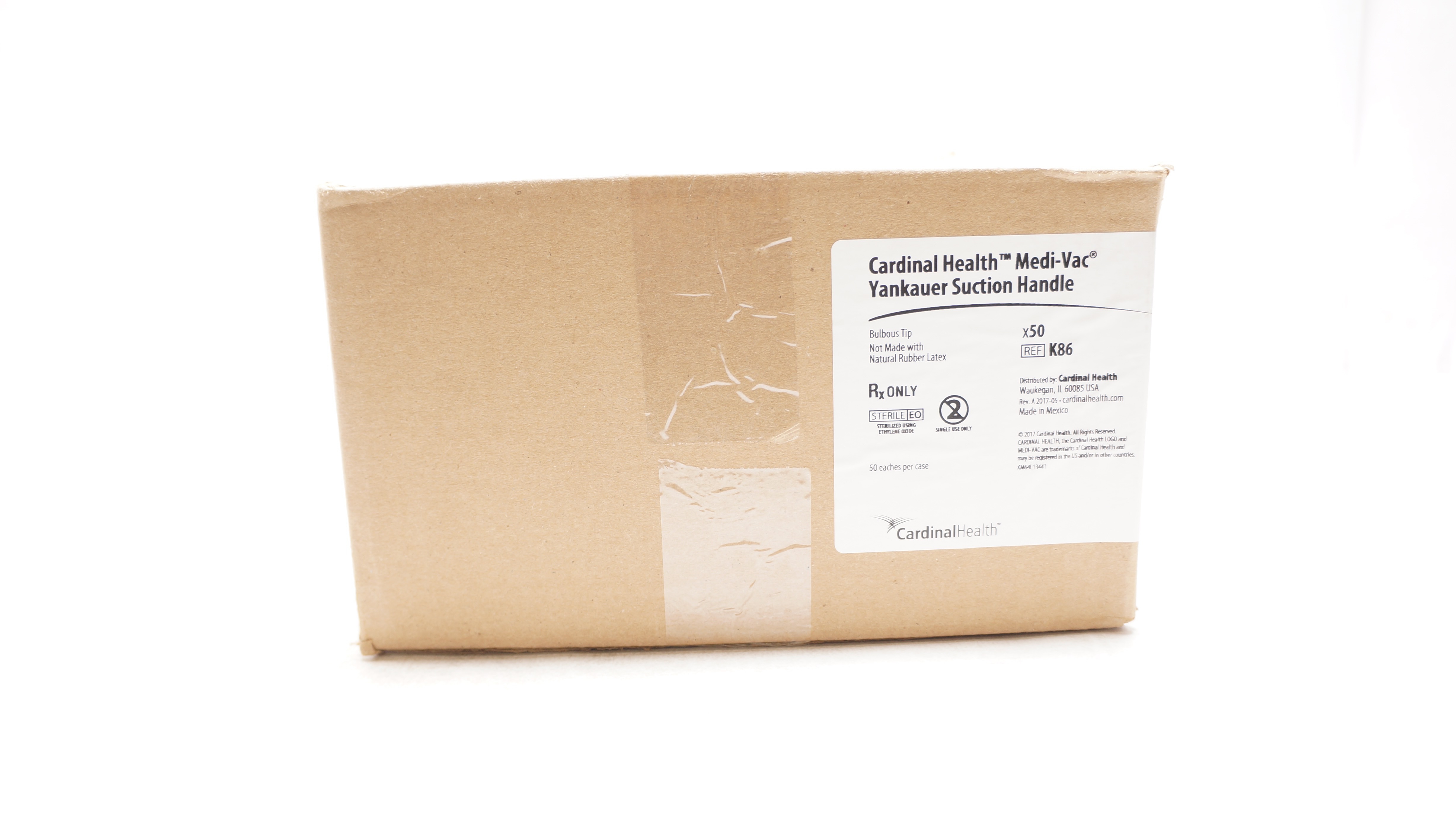 Cardinal Health K86 Medi-Vac Yankauer Suction Handle W/Bulbous Tip - Case of 50