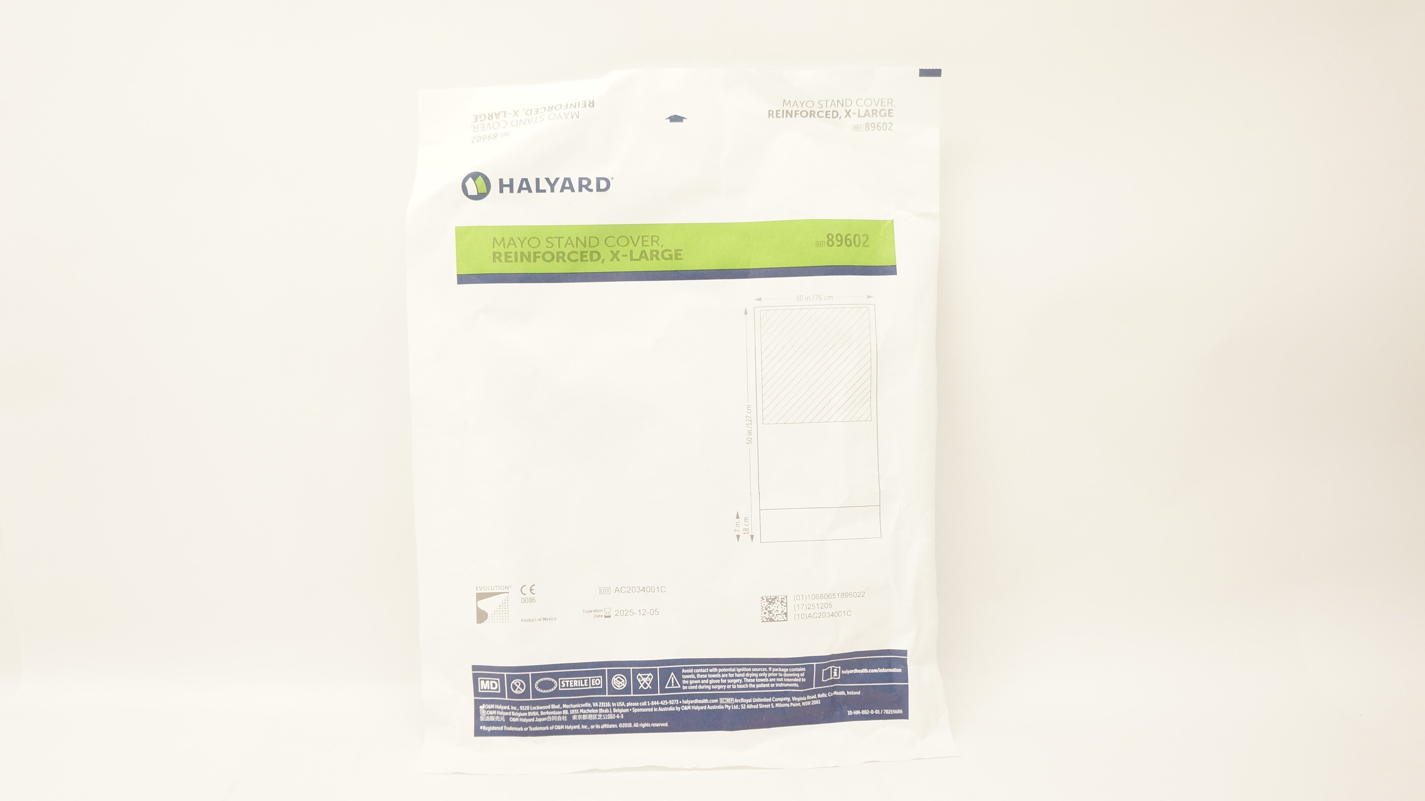 Halyard 89602 Mayo Stand Cover, Reinforced, X-Large 30inch x 50inch