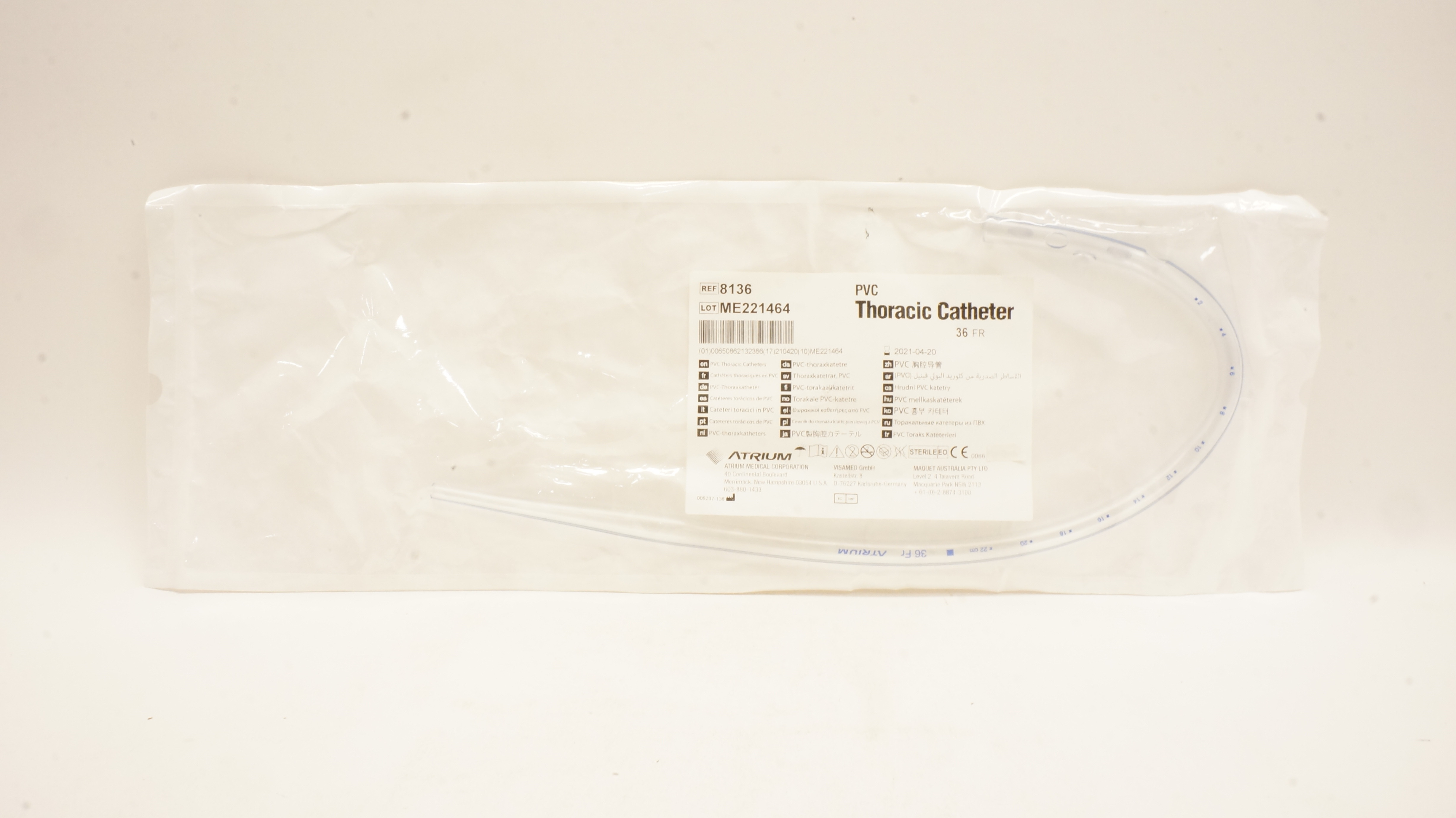 Atrium 8136 PVC Thoracic Cath. 36Fr (x)