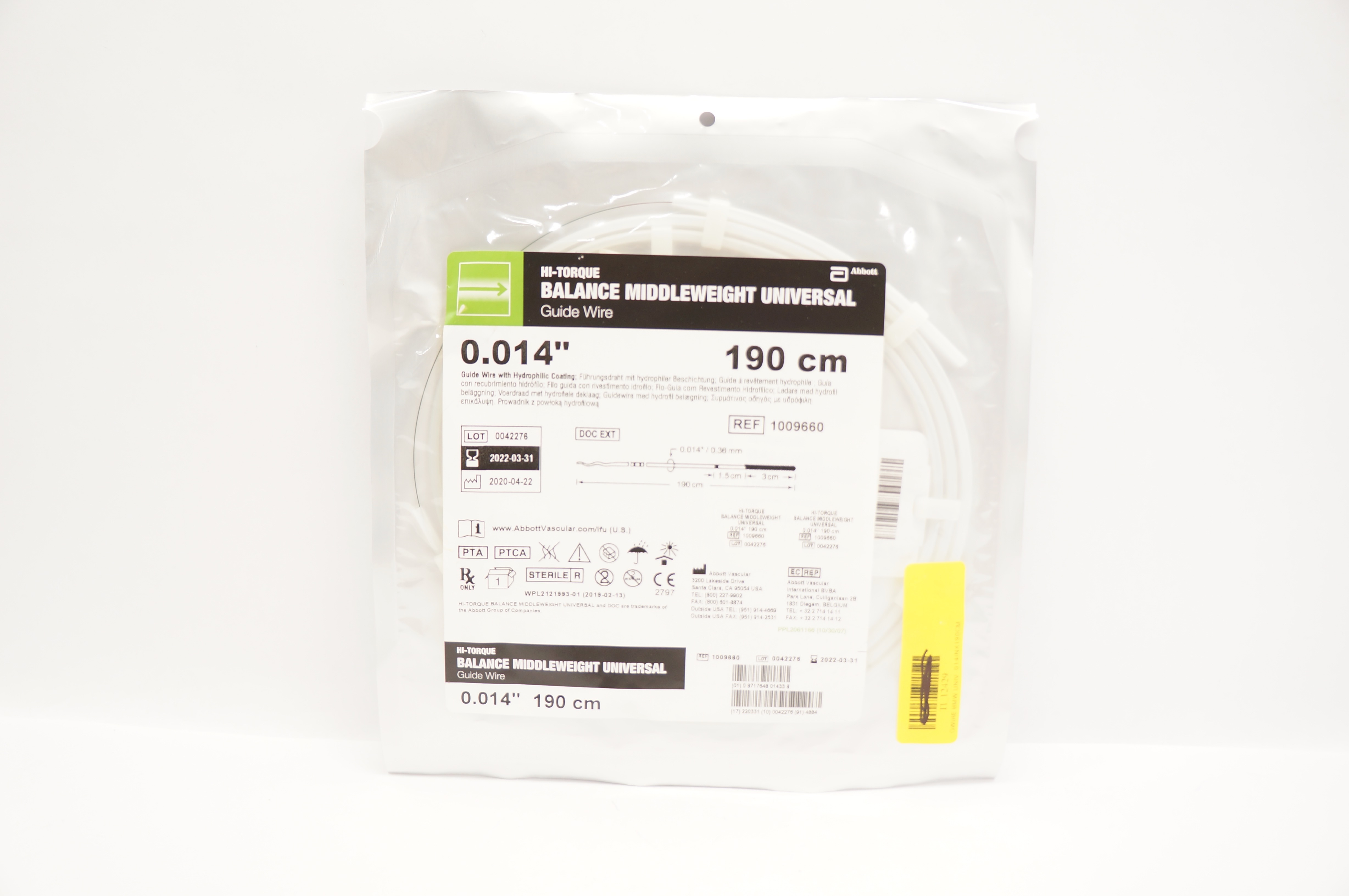 Abbott 1009660 Hi-Torque Balance Middleweight Guide Wire 0.014in. x 190cm (x)