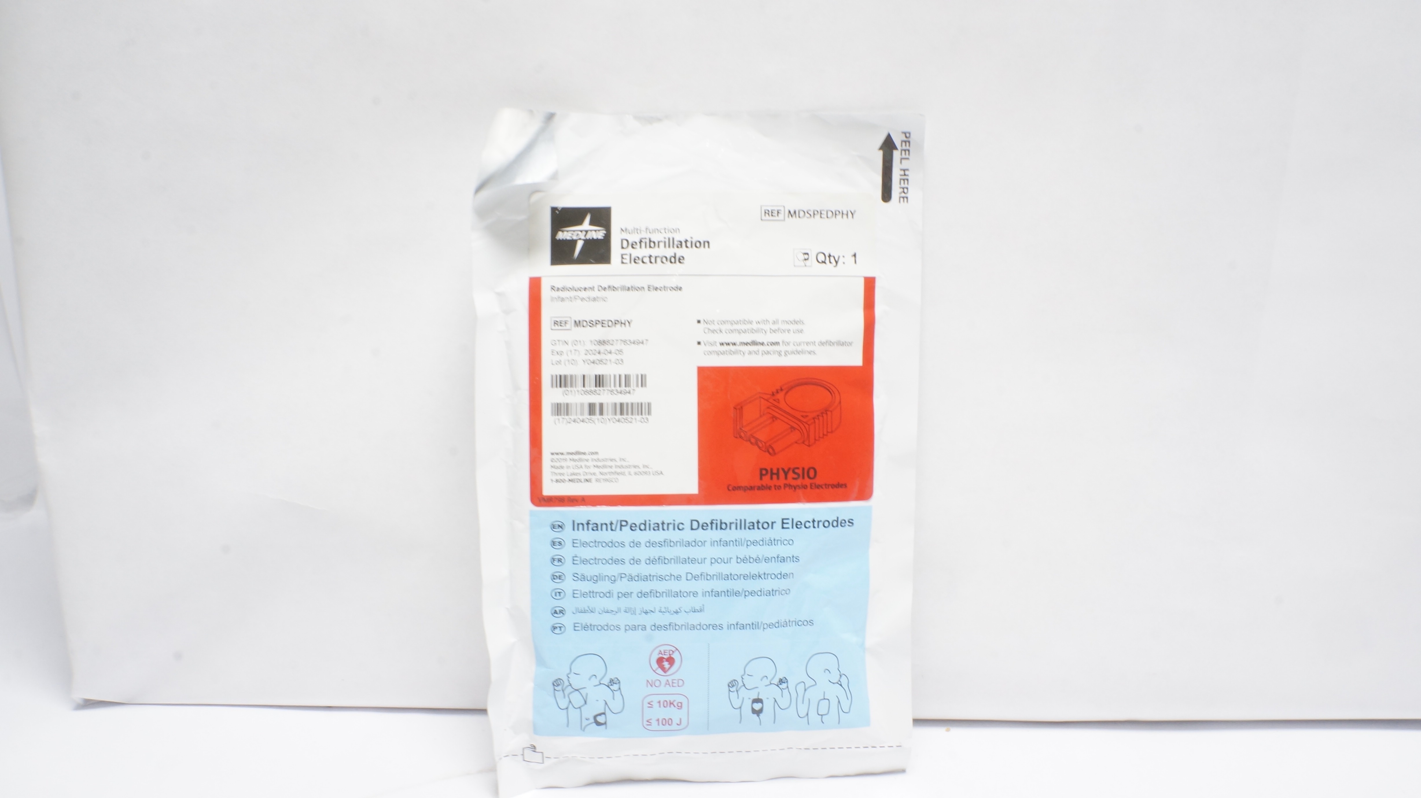 Medline MDSPEDPHY Multi-Function Defibrillator Electrode, Infant/Pediatric (x)