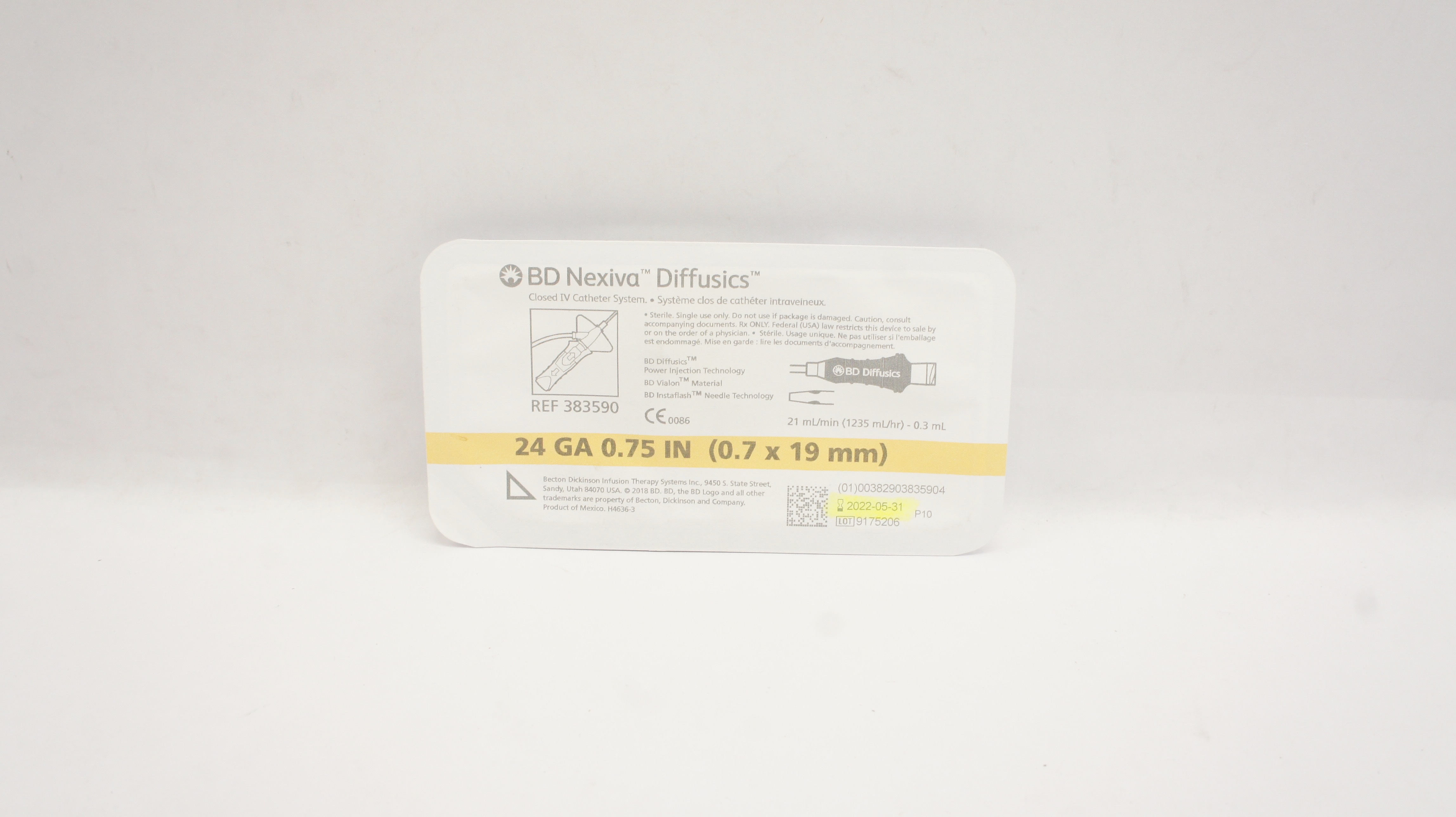 BD 383590 Nexiva Diffusics Closed IV Cath. System 24GA x 0.75In (x)