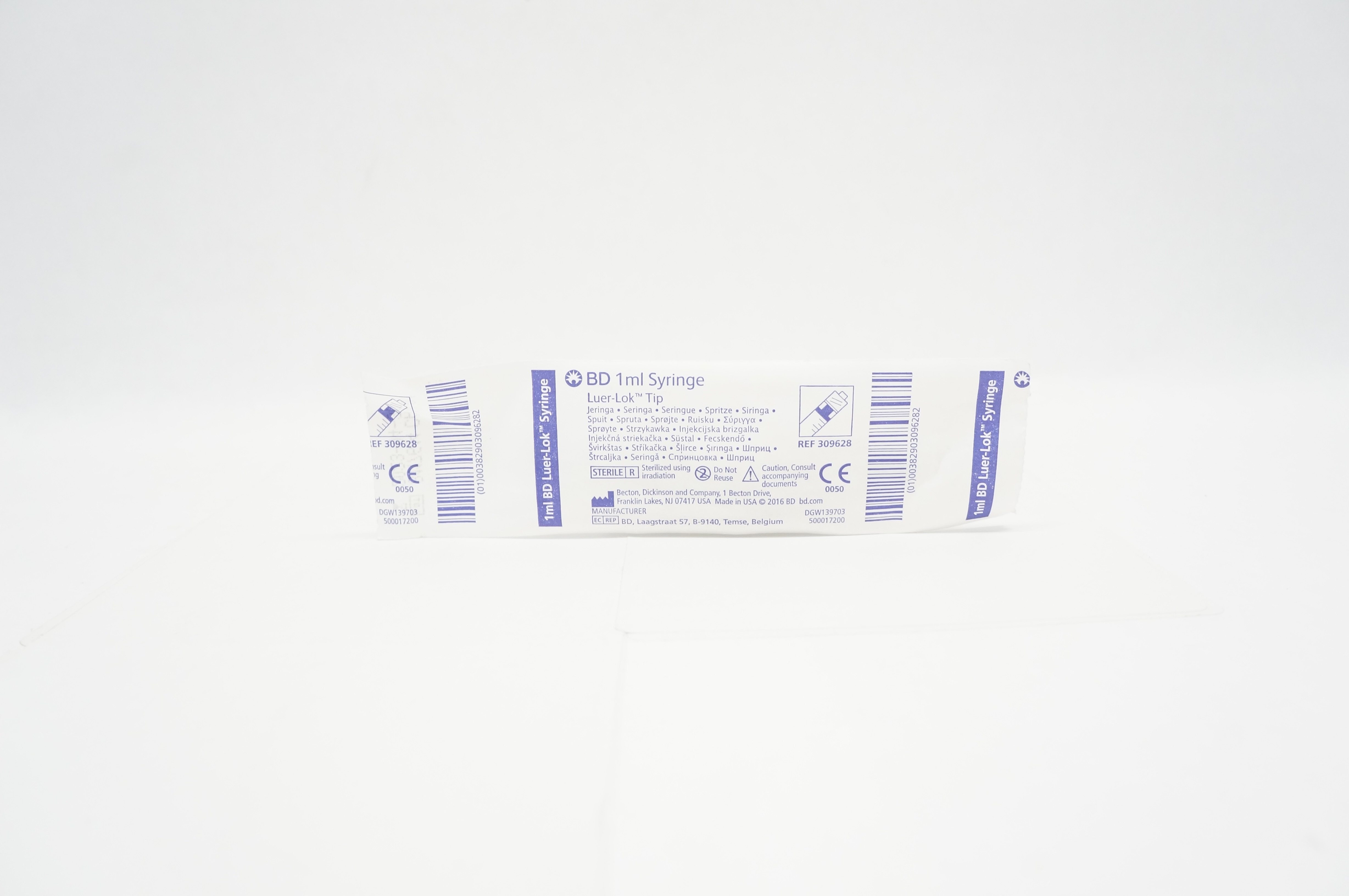 BD 309628  Luer Lok Tip Syringe 1mL