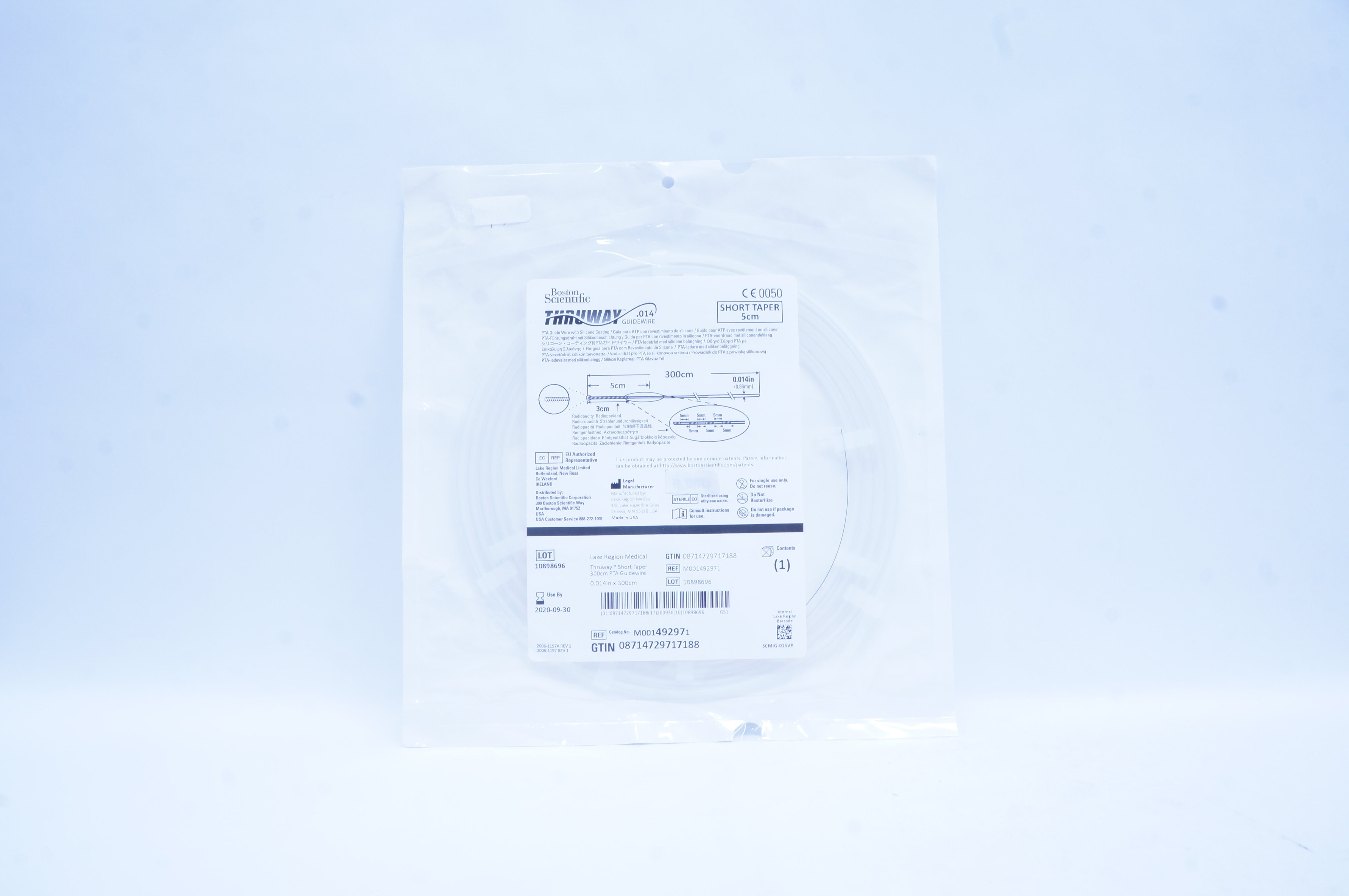 Boston Scientific M001492971 Thruway Guidewire Short Taper 5cm, 300cmx0.014in (x)