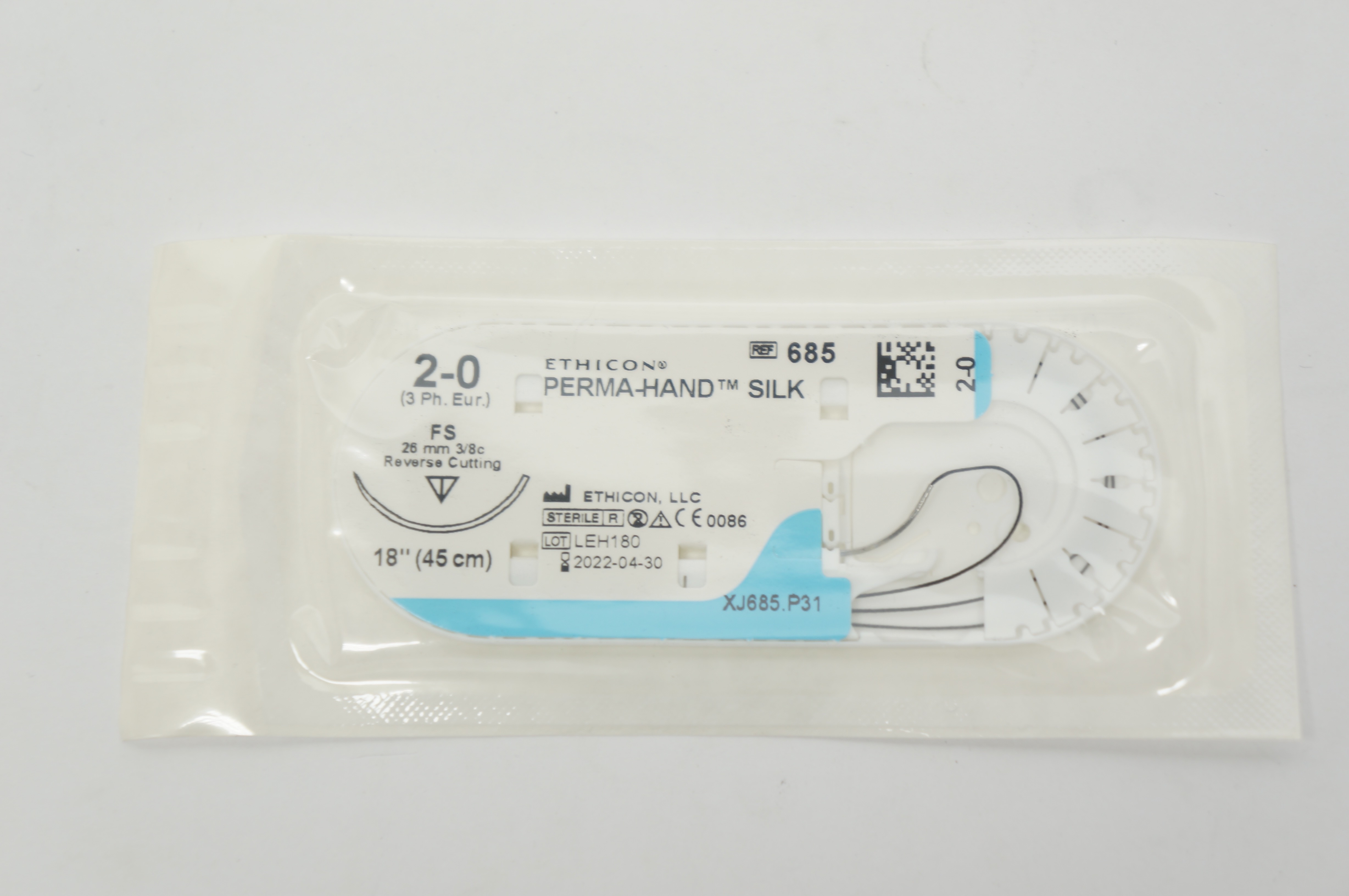 Ethicon 685 2-0 Perma-Hand Silk, FS, 26mm 3/8c Reverse Cutting, 18inch (x)