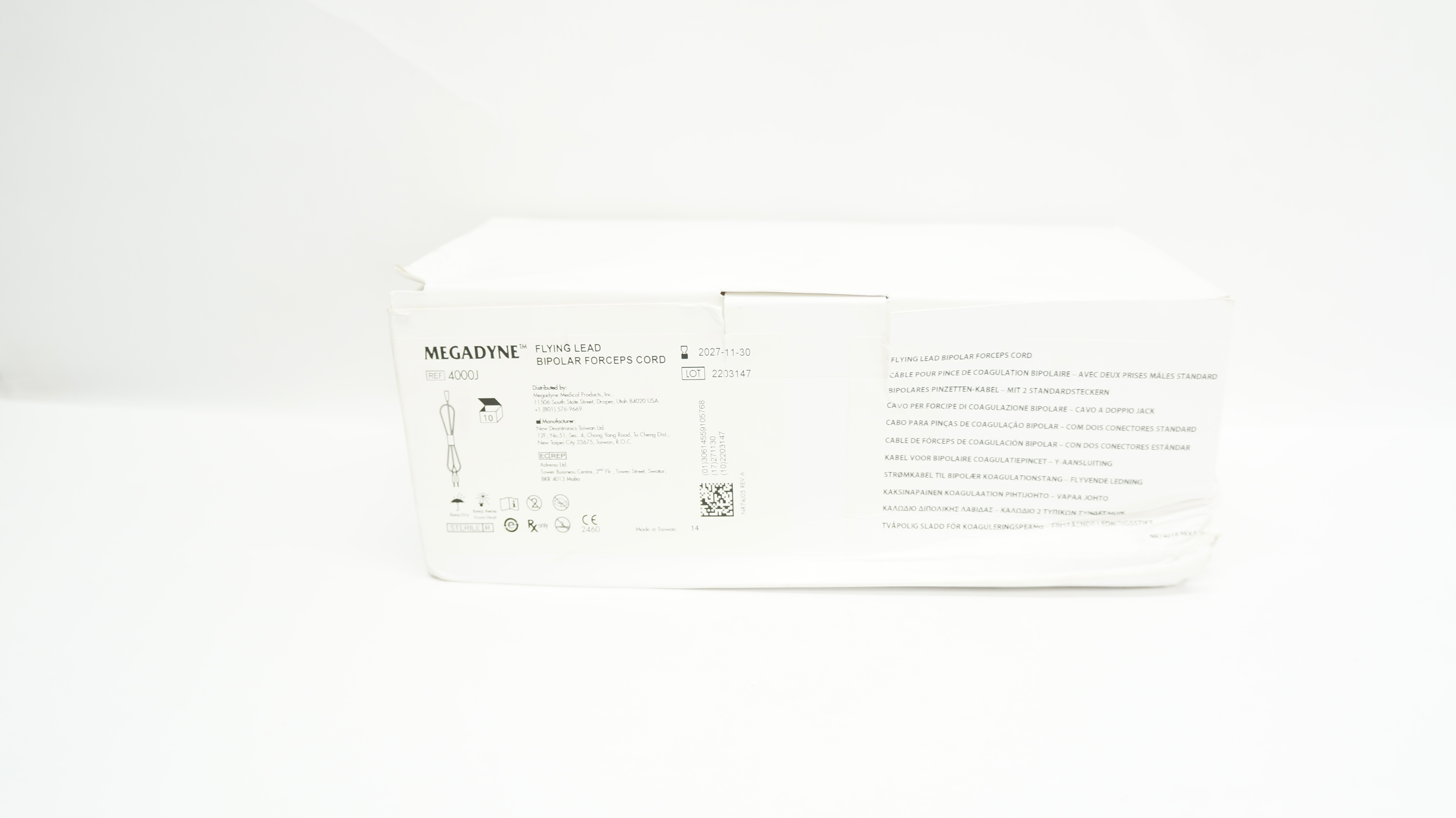 Megadyne 4000J Flying Lead Bipolar Forceps Cord - Box of 9