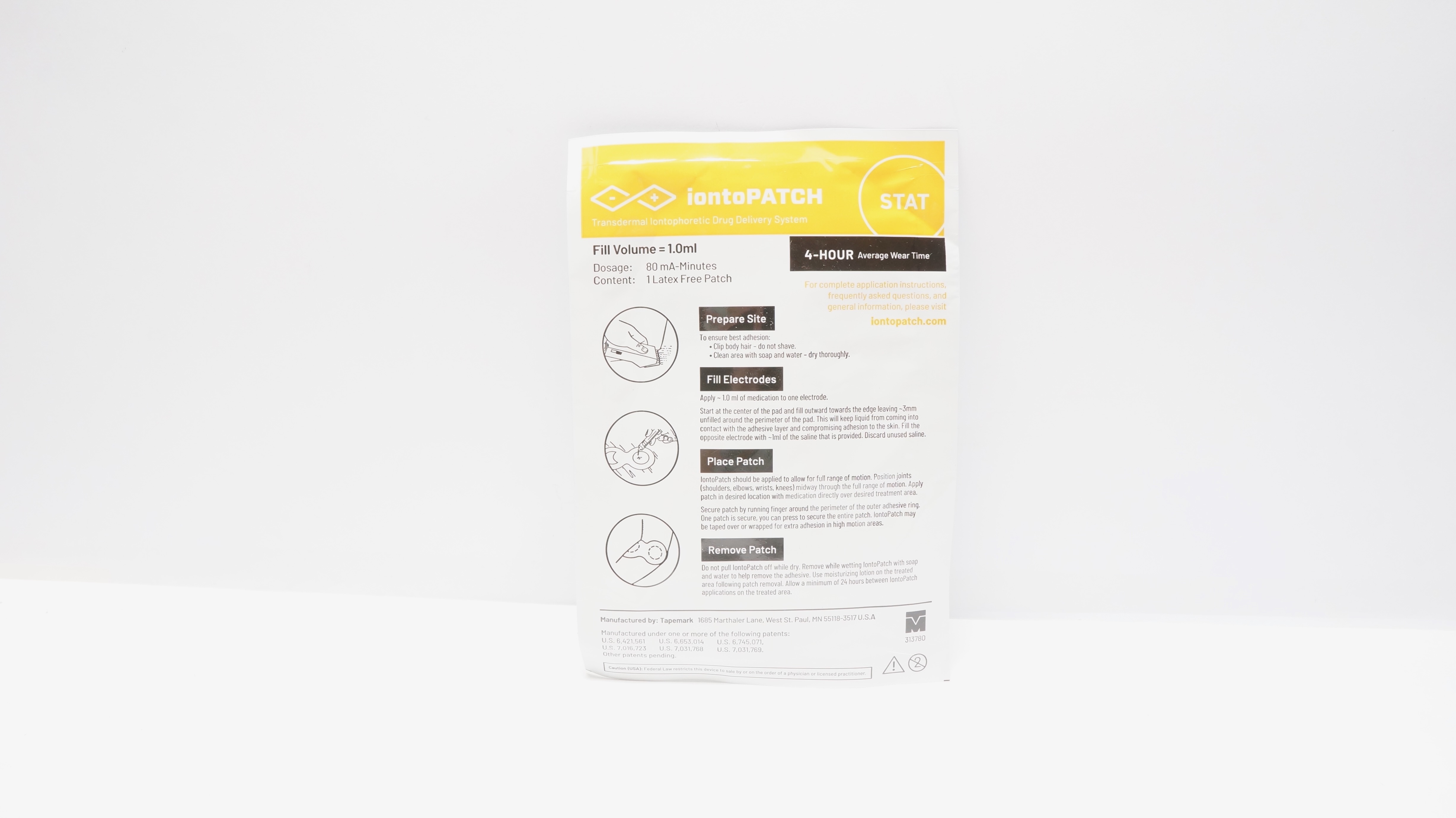 Tapemark IontoPatch STAT Fill Volume=1.0mL, 80mA-Minutes