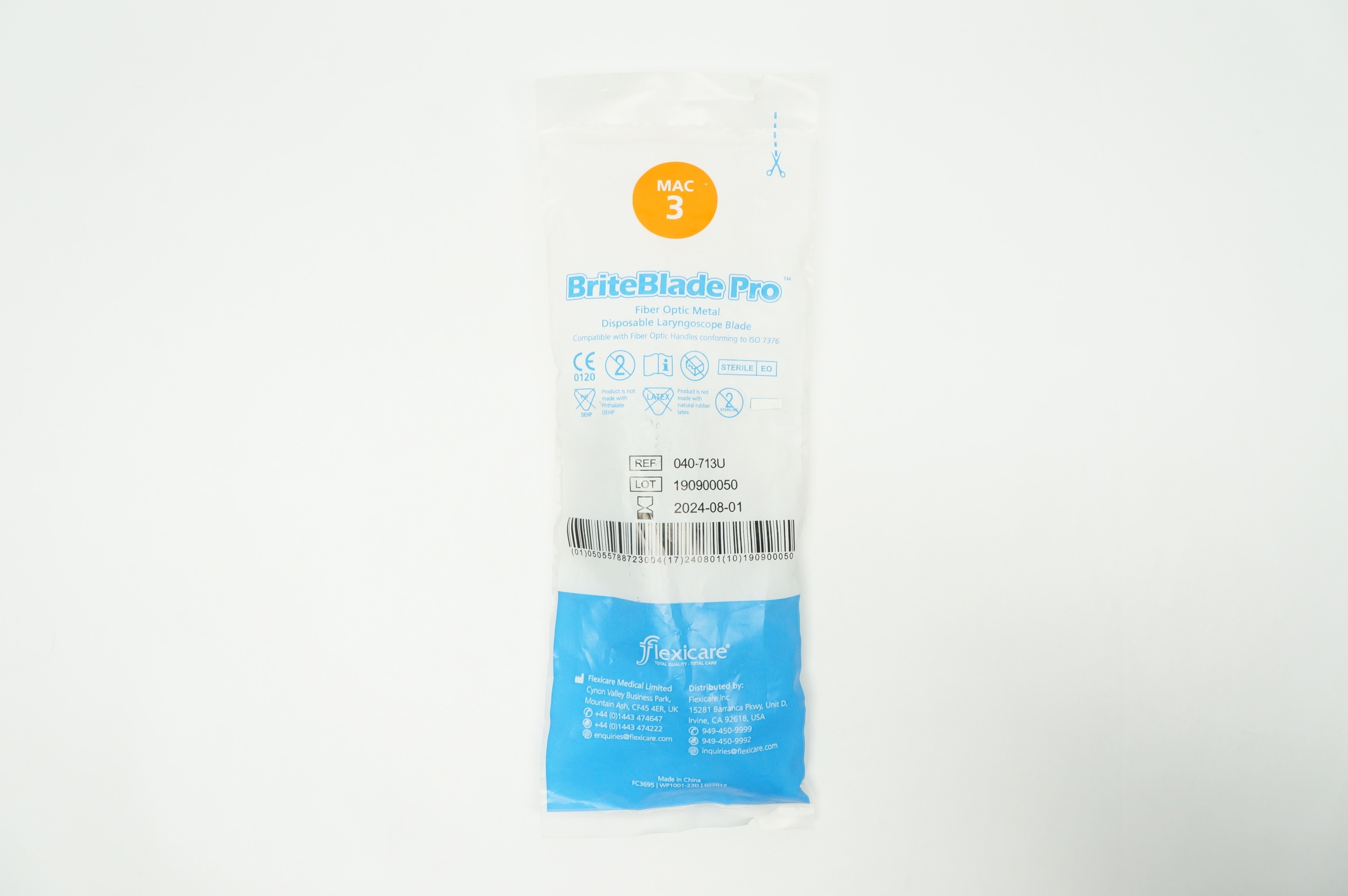 Flexicare 040-713U Mac 3 BriteBlade Pro Disposable Laryngoscope Blade