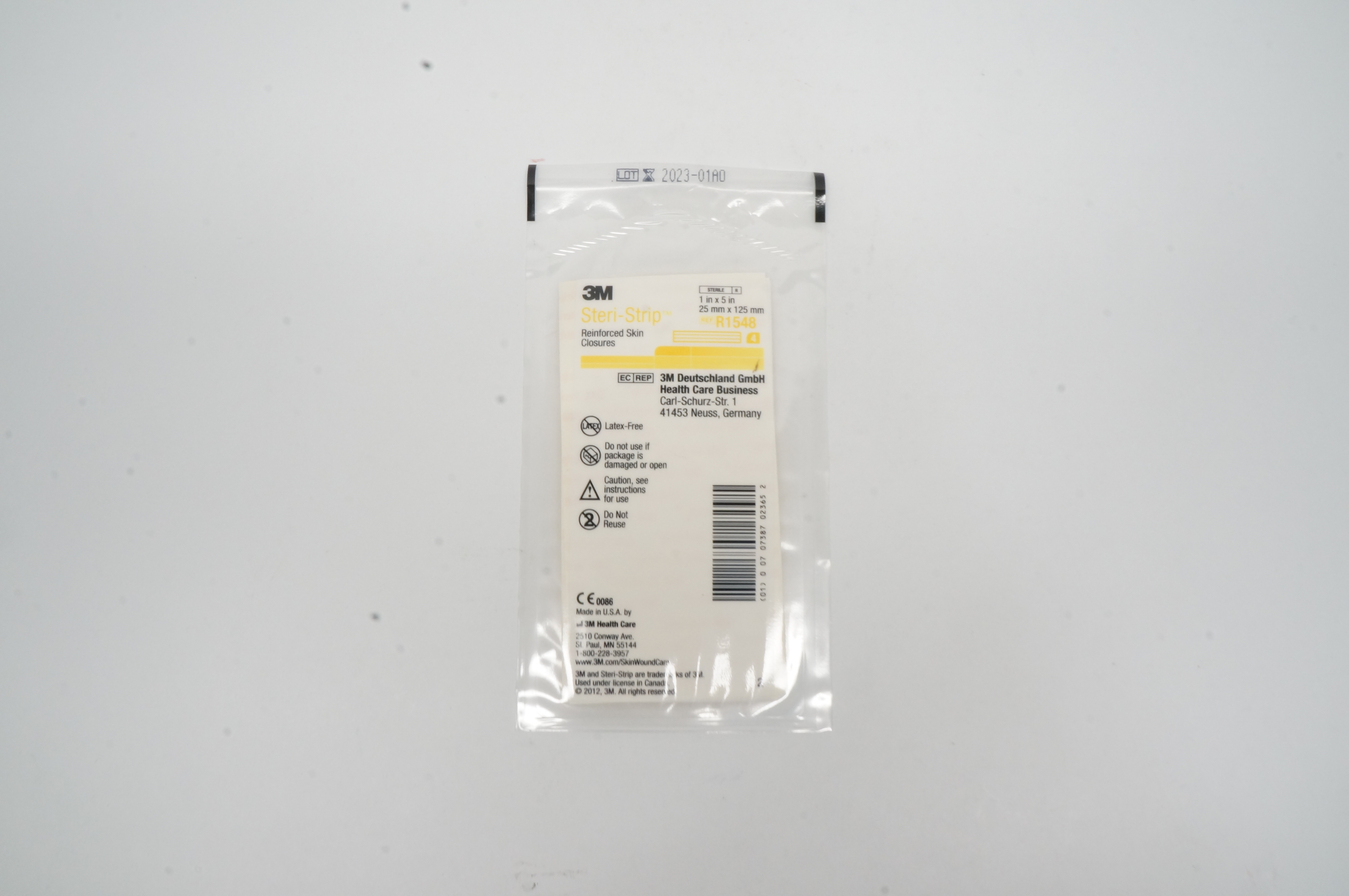 3M R1548 Steri-Strip Reinforced Skin Closures 1inch x 5inch - Pack of 4