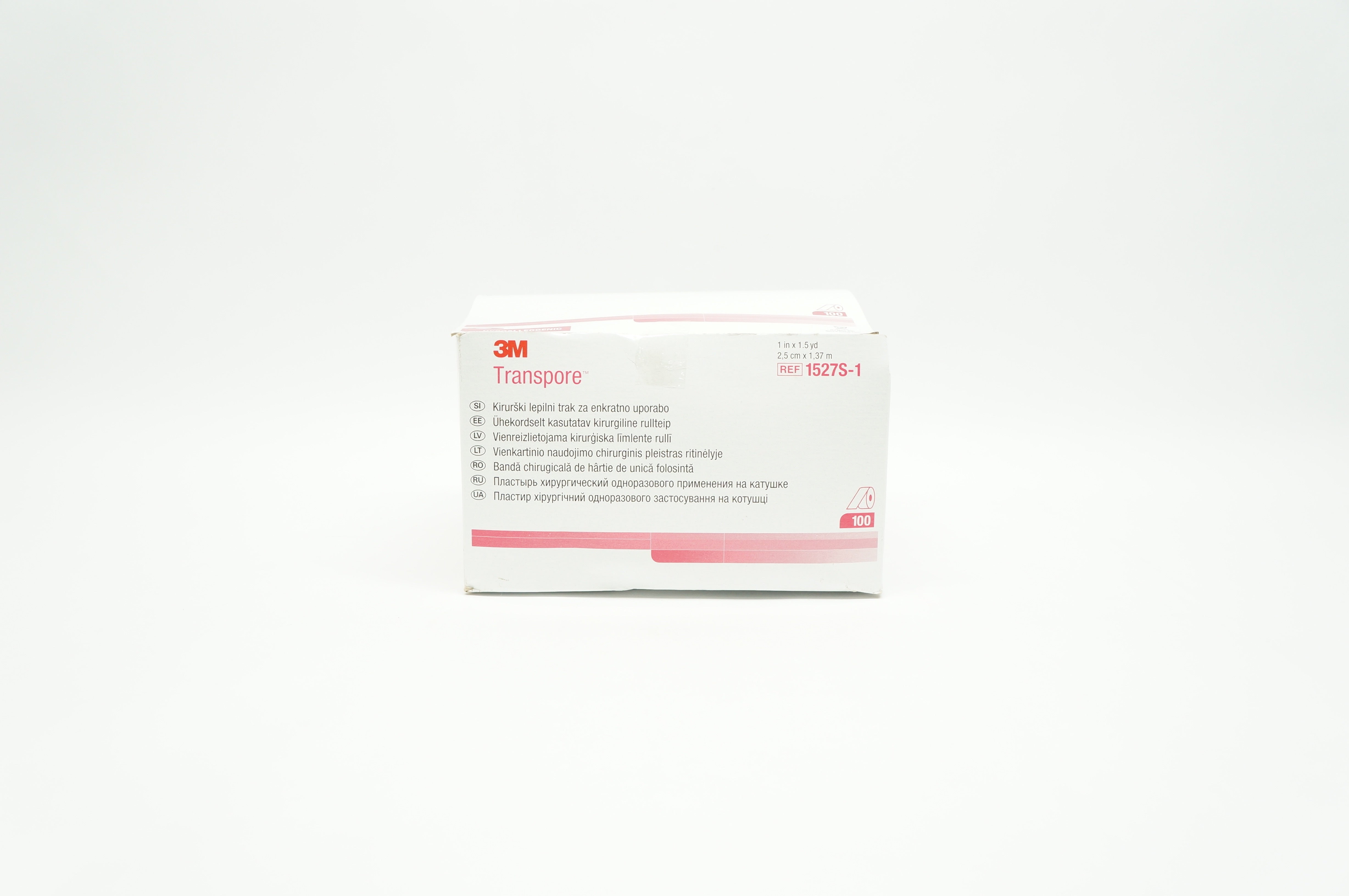 3M 1527S-1 Transpore Surgical Tape 1inch x 1.5yd. ~ Box of 76