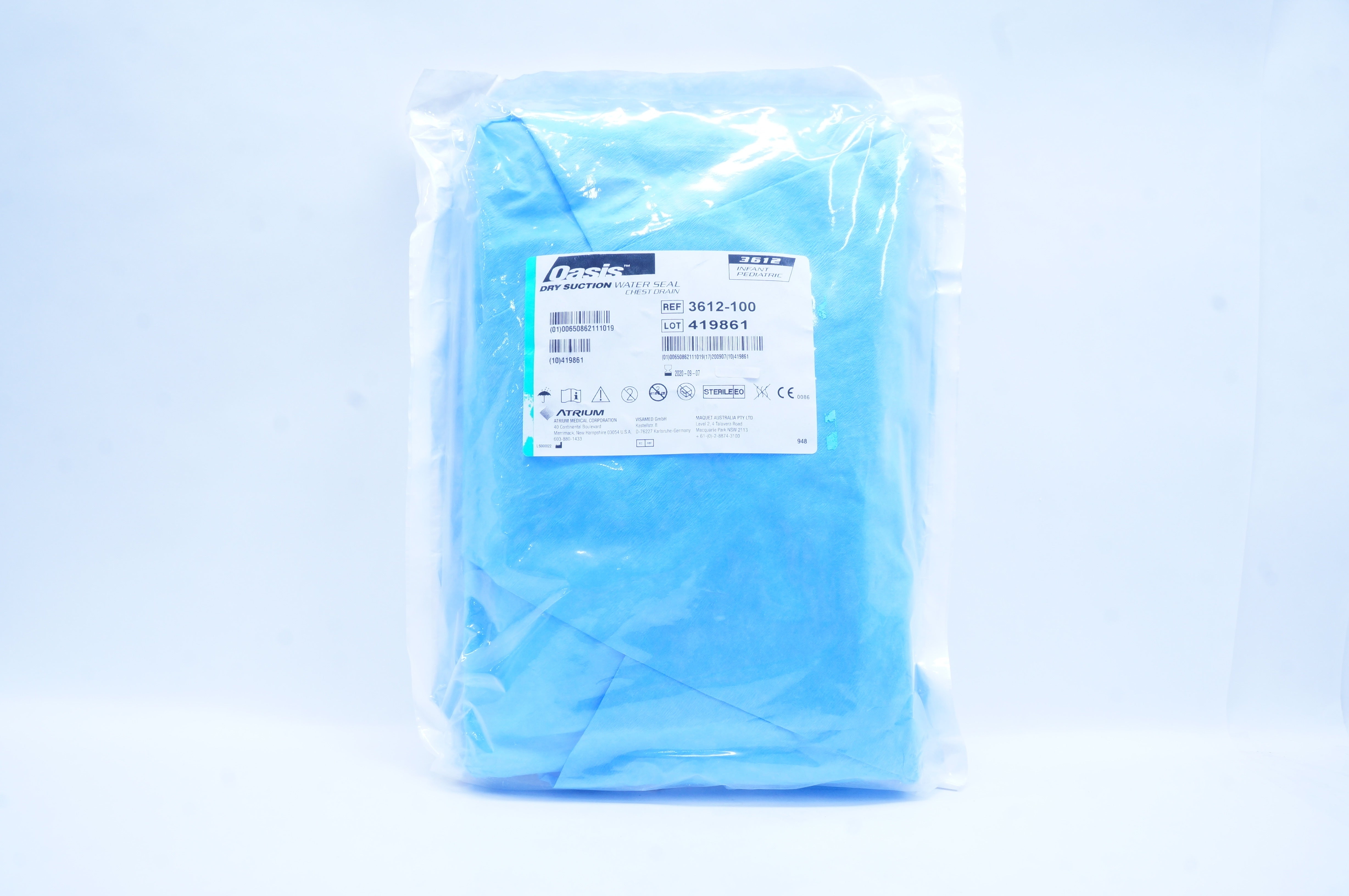 Atrium 3612-100 Oasis Dry Suction Water Seal Chest Drain Infant Pediatric (x)