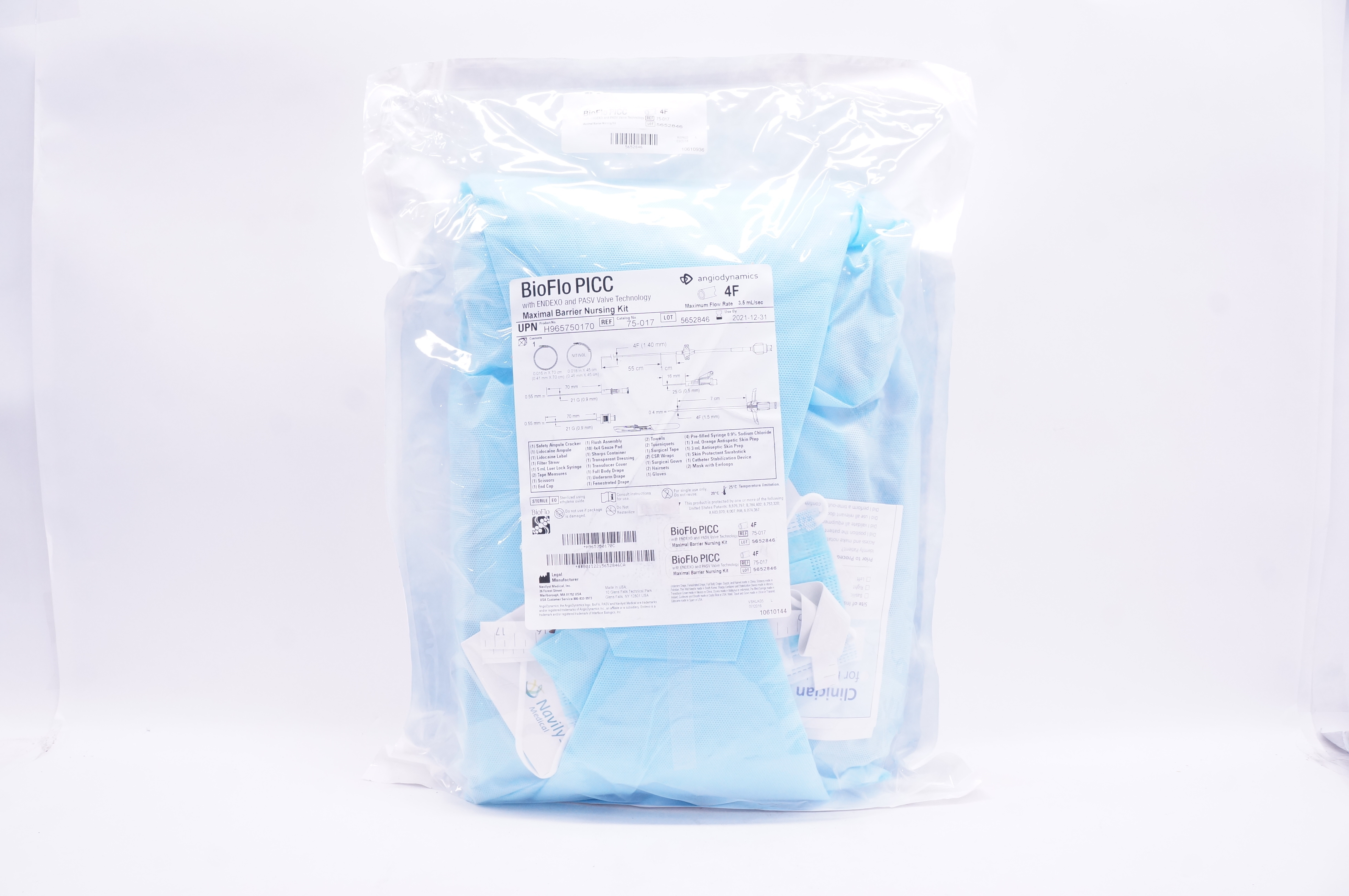 Navilyst Medical 75-017 Angiodynamics BioFlo PICC Maximal Barrier Nursing Kit 4F