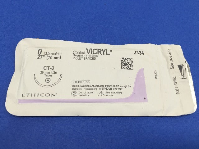 Ethicon J334 VICRYL, CT-2, Violet Braided 27