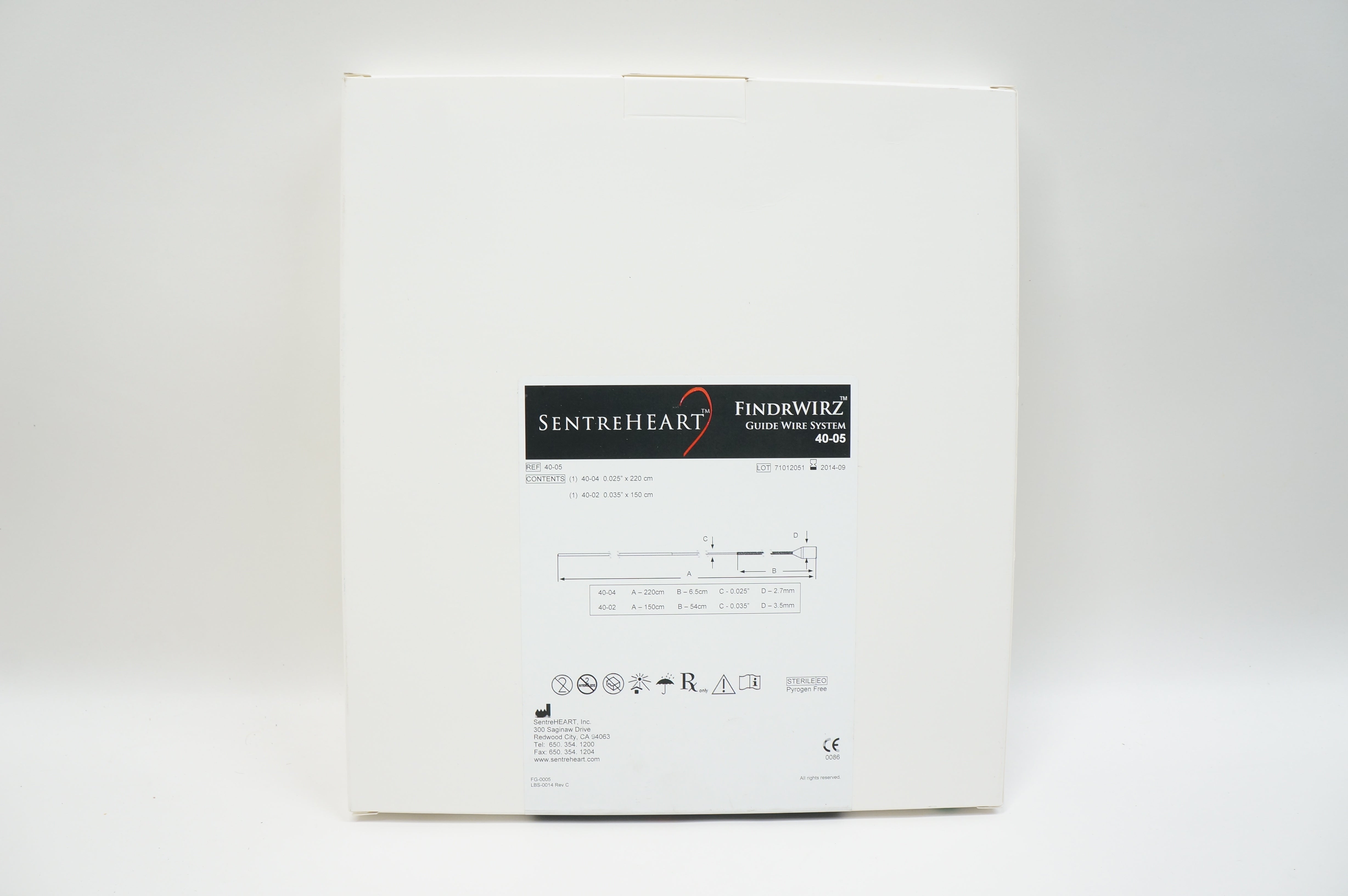 SentreHeart 40-05 FindrWirz Guide Wire 0.025inch x 220cm, 0.035inch x 150cm (x)